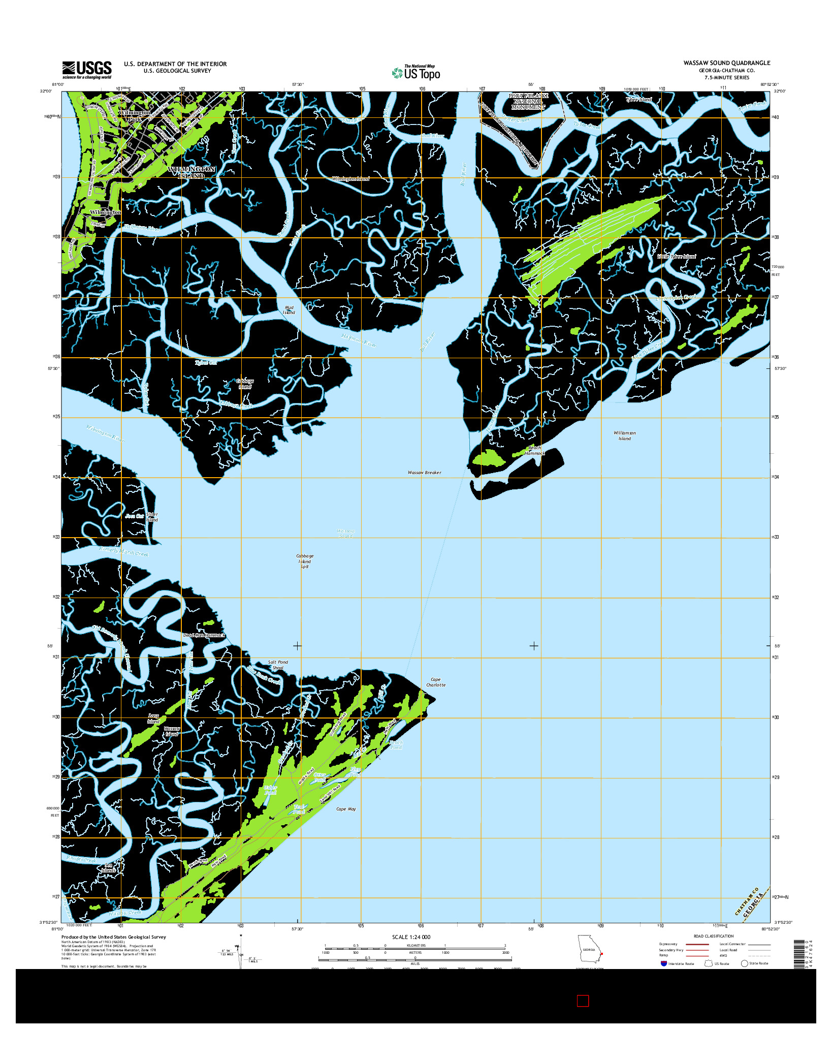 USGS US TOPO 7.5-MINUTE MAP FOR WASSAW SOUND, GA 2014