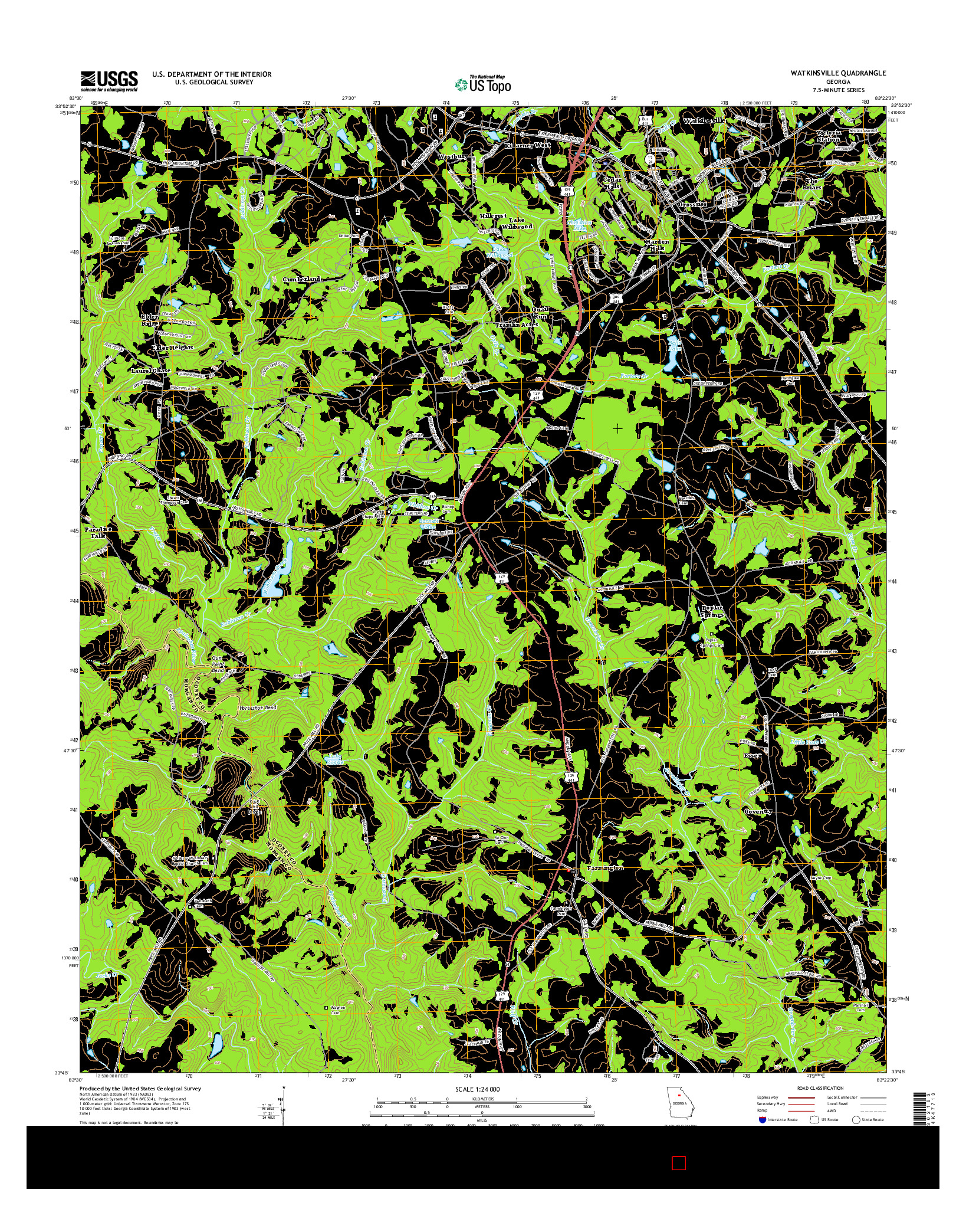 USGS US TOPO 7.5-MINUTE MAP FOR WATKINSVILLE, GA 2014