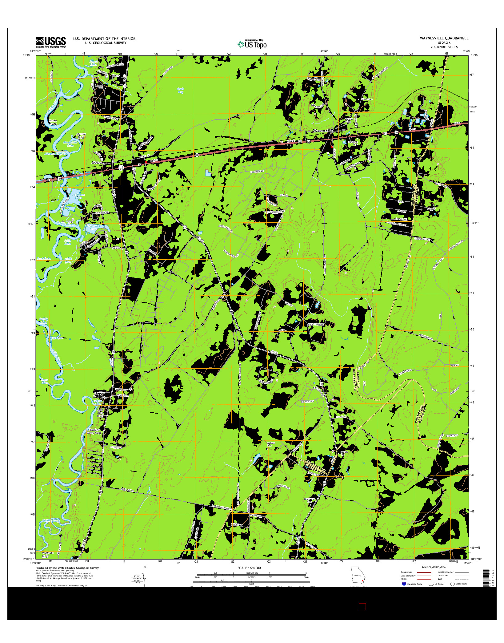 USGS US TOPO 7.5-MINUTE MAP FOR WAYNESVILLE, GA 2014