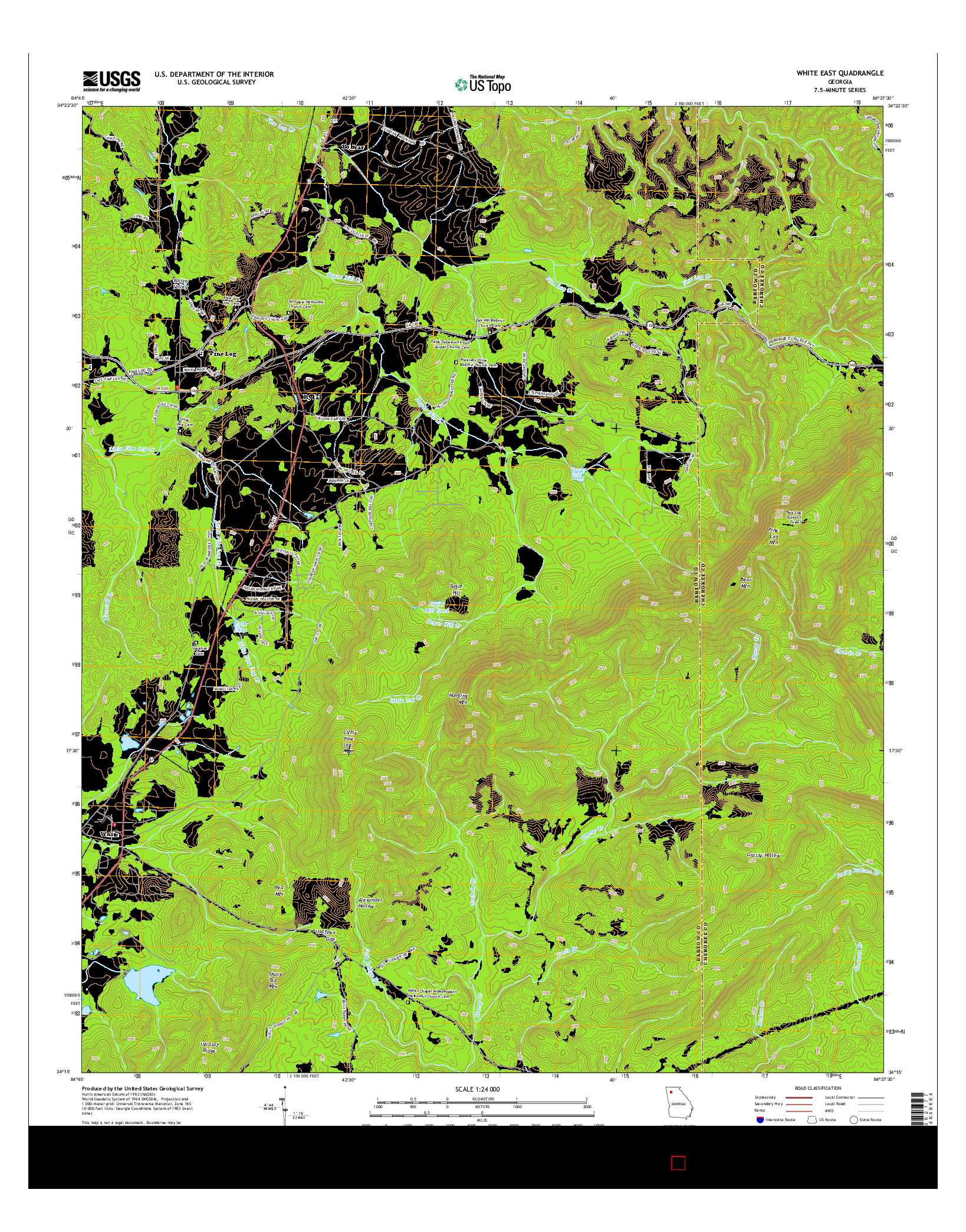 USGS US TOPO 7.5-MINUTE MAP FOR WHITE EAST, GA 2014