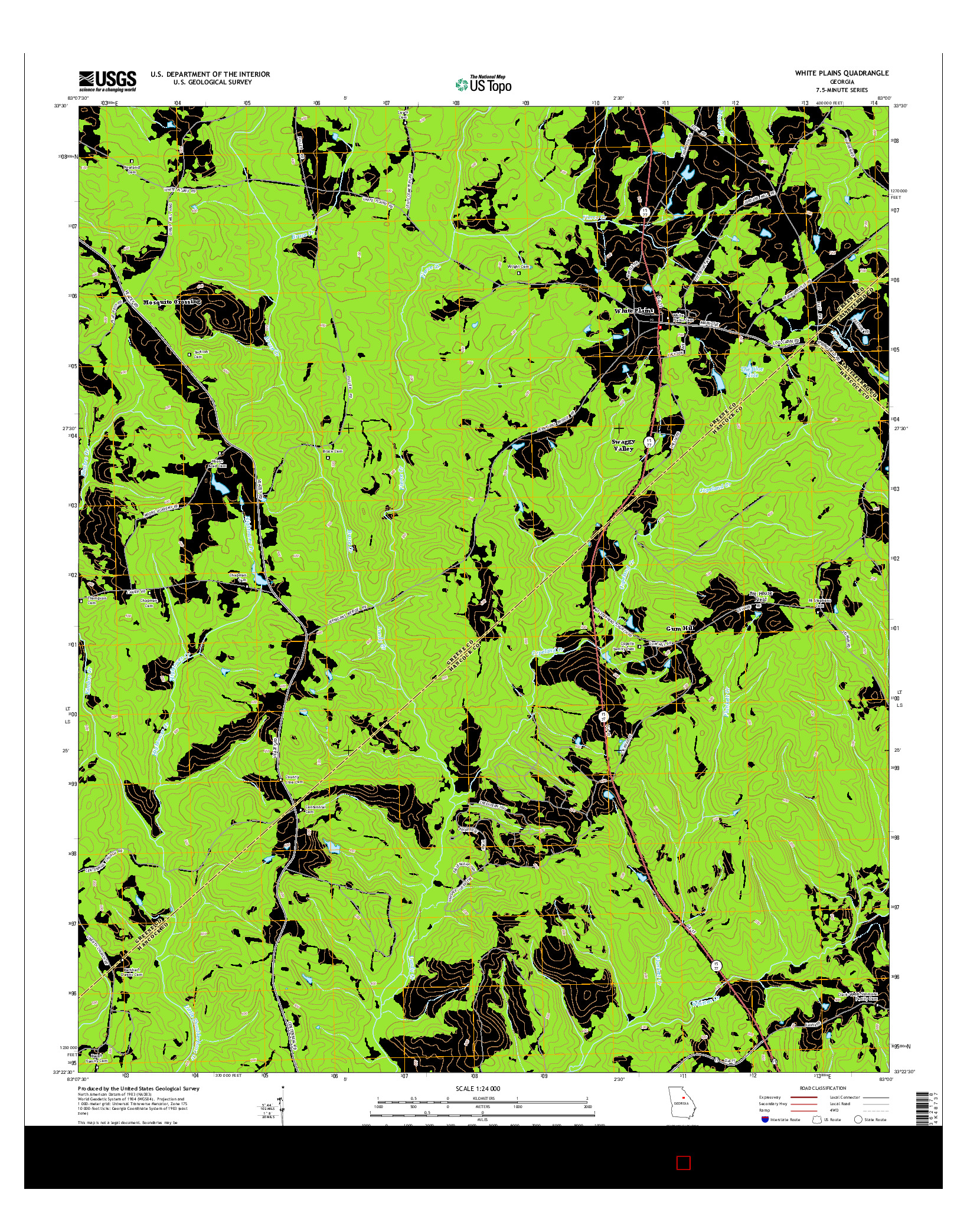 USGS US TOPO 7.5-MINUTE MAP FOR WHITE PLAINS, GA 2014