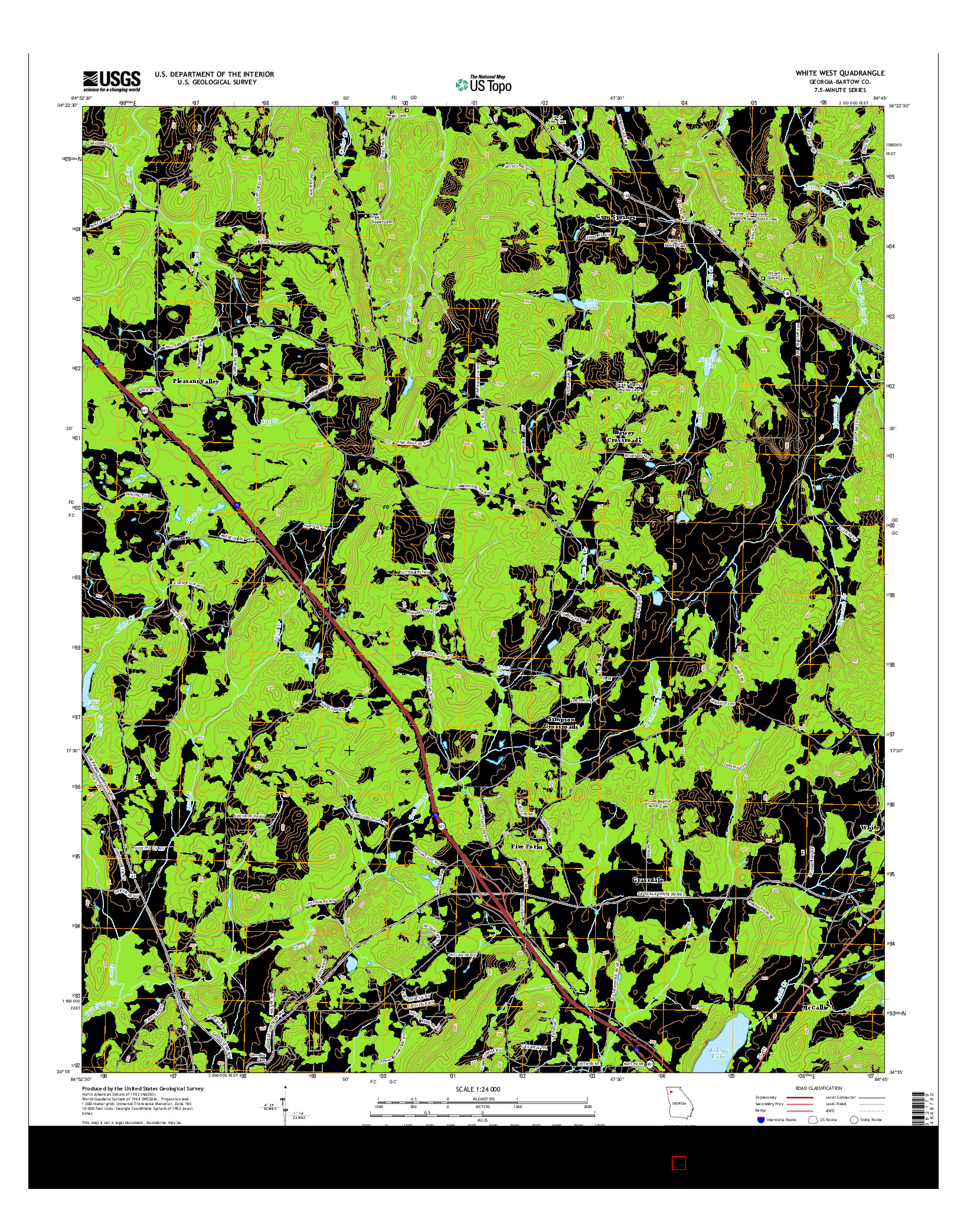 USGS US TOPO 7.5-MINUTE MAP FOR WHITE WEST, GA 2014