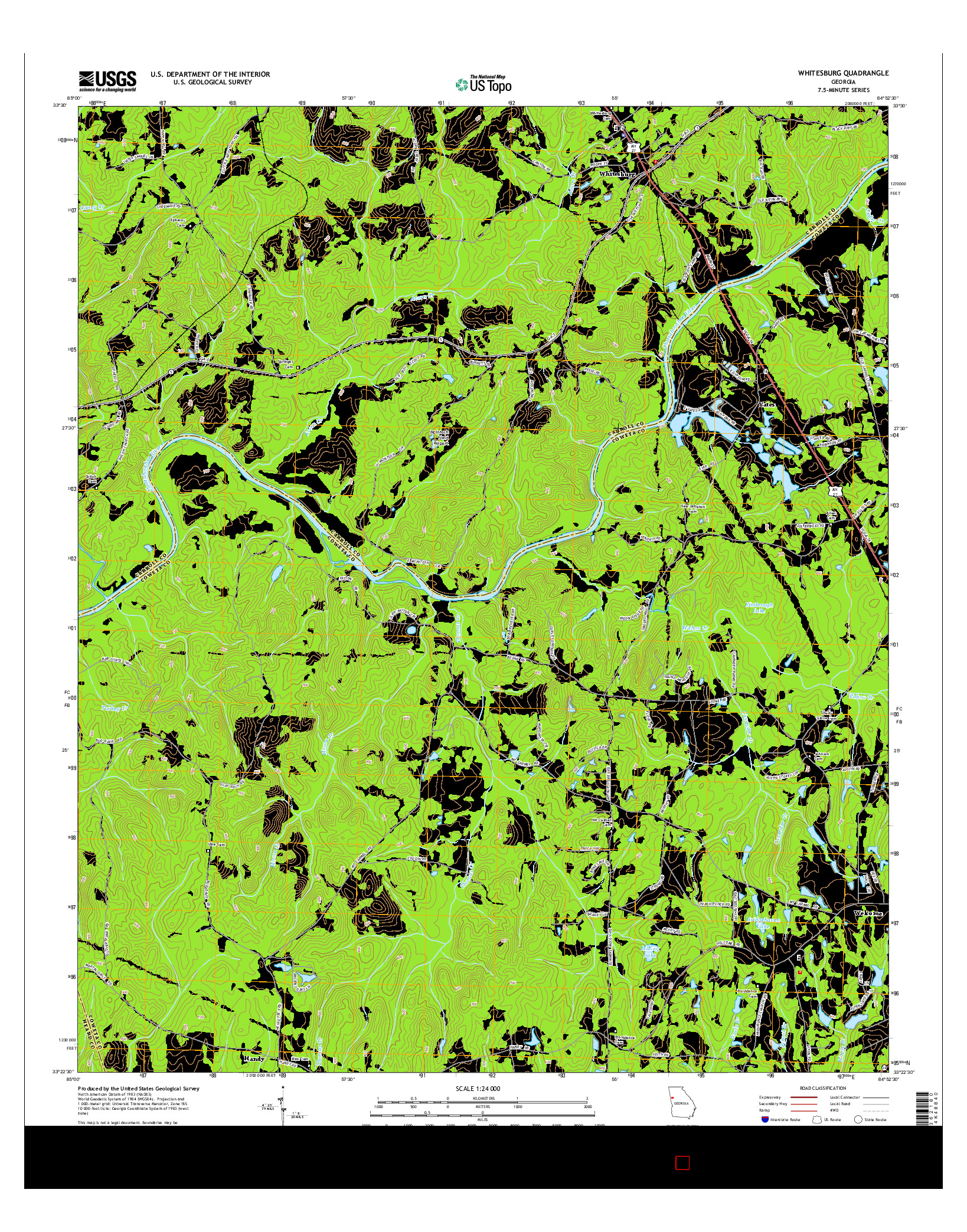 USGS US TOPO 7.5-MINUTE MAP FOR WHITESBURG, GA 2014