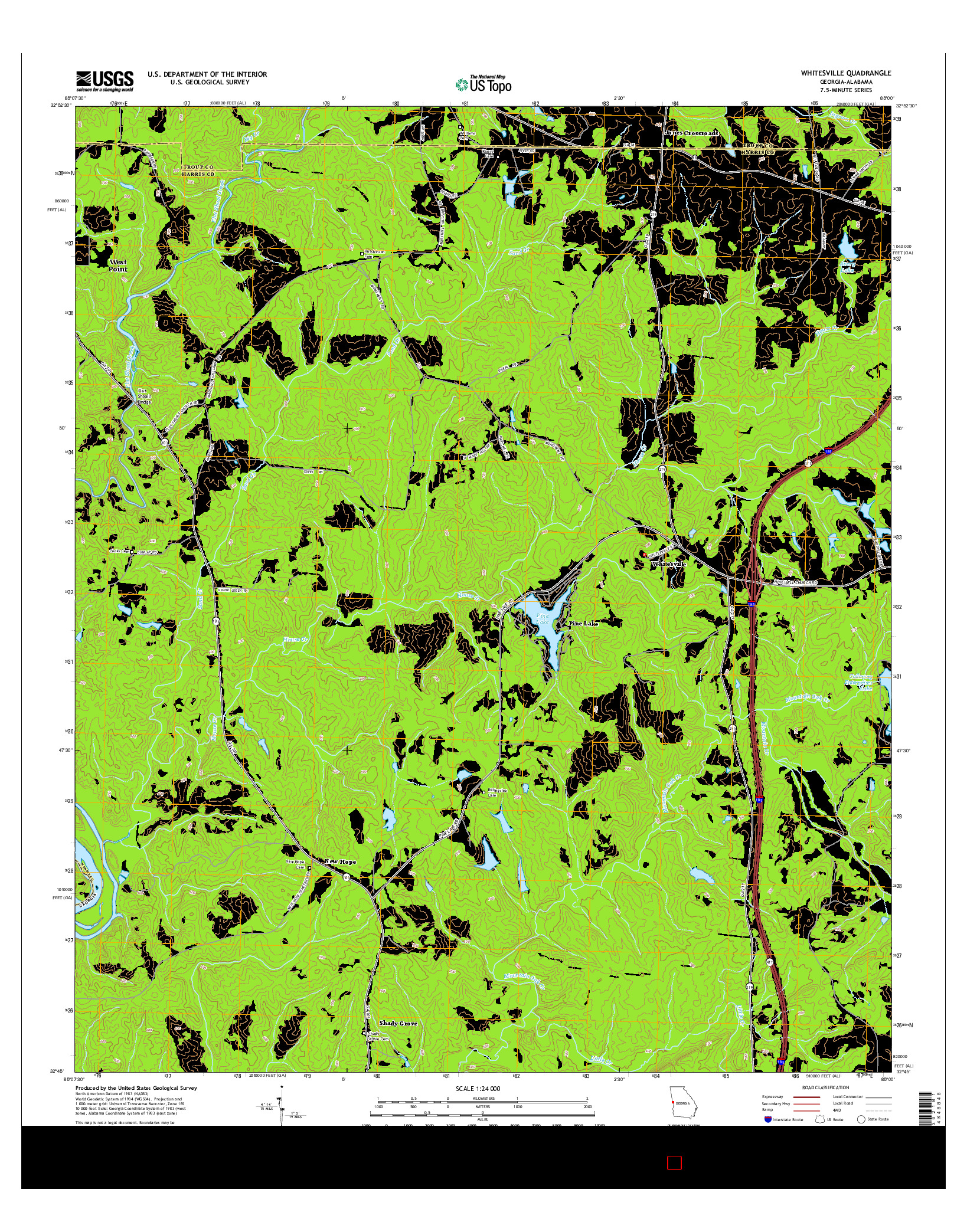 USGS US TOPO 7.5-MINUTE MAP FOR WHITESVILLE, GA-AL 2014