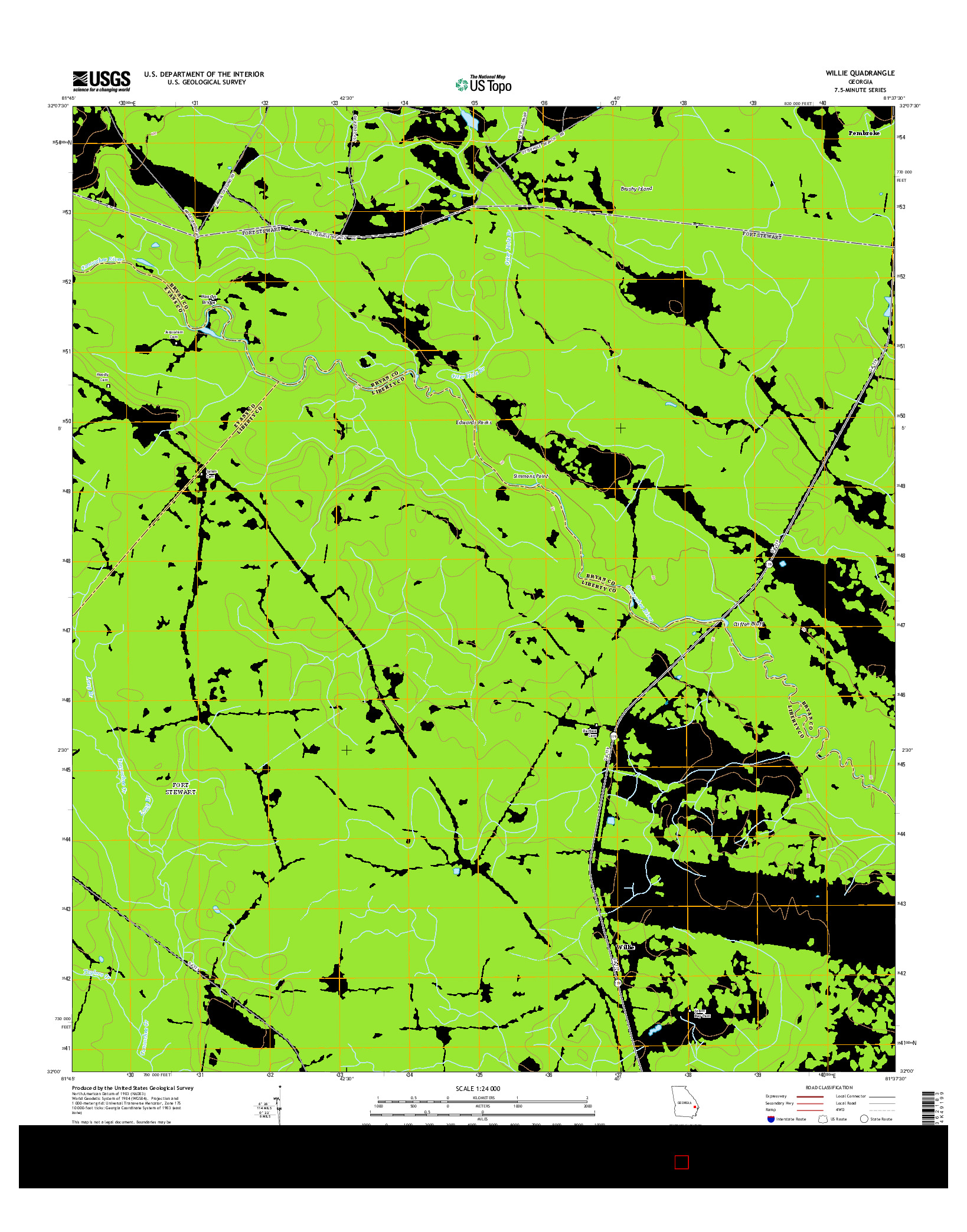 USGS US TOPO 7.5-MINUTE MAP FOR WILLIE, GA 2014