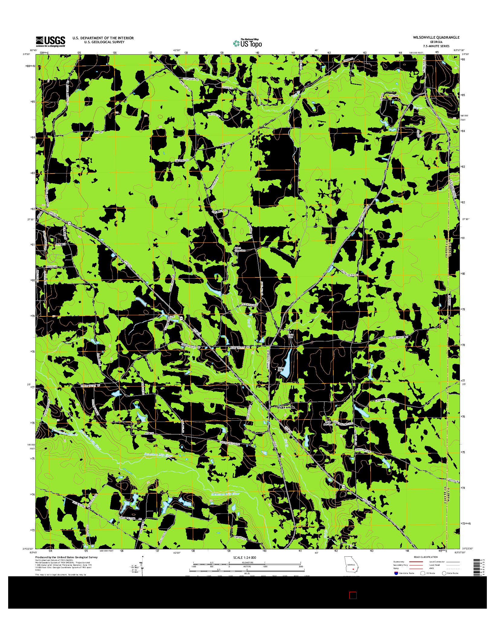 USGS US TOPO 7.5-MINUTE MAP FOR WILSONVILLE, GA 2014