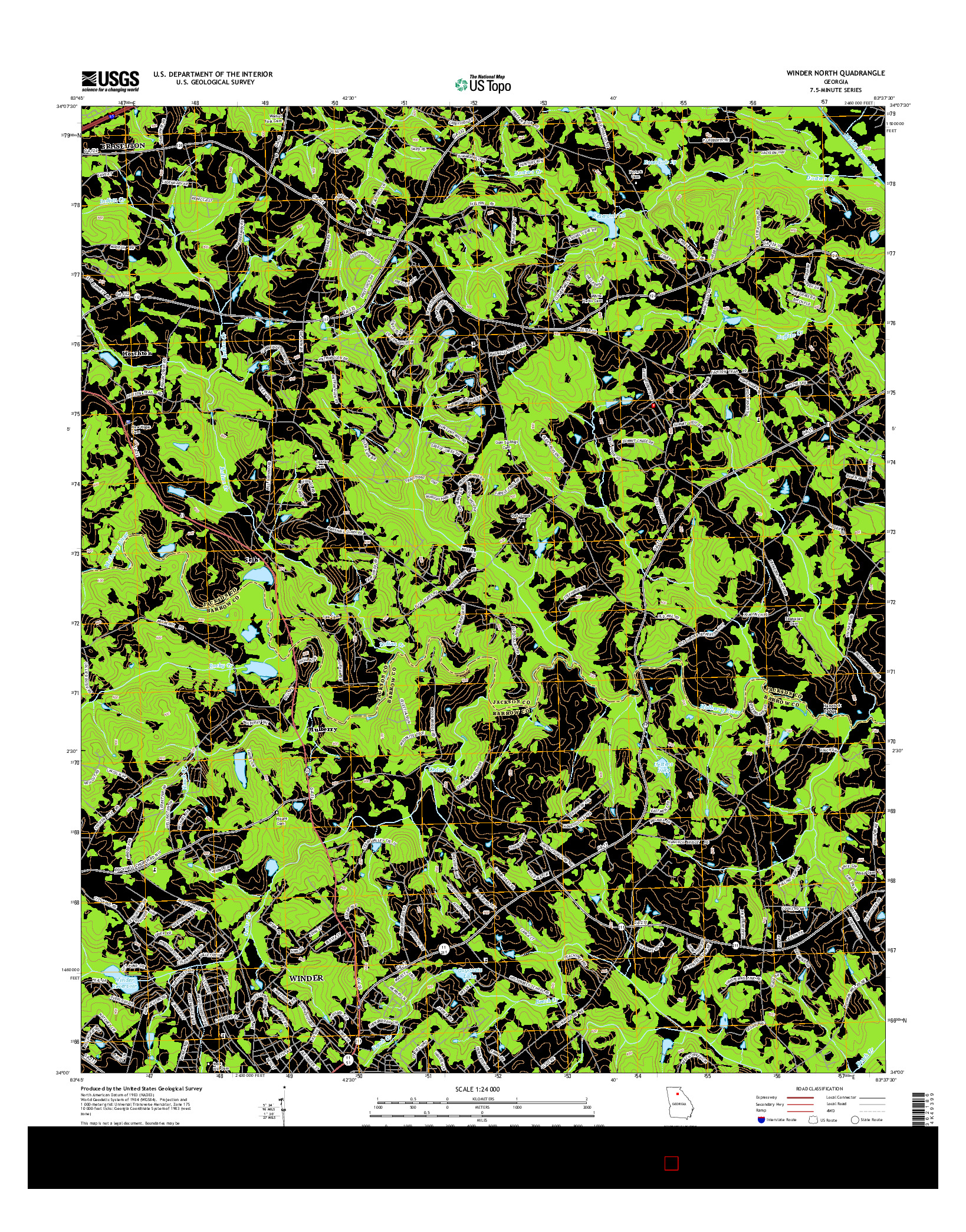 USGS US TOPO 7.5-MINUTE MAP FOR WINDER NORTH, GA 2014