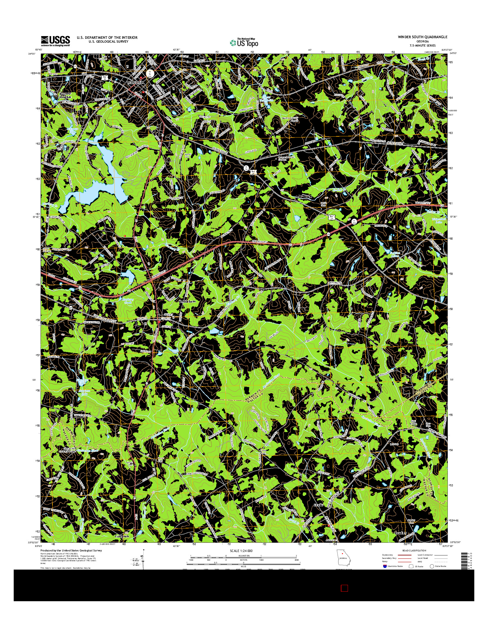 USGS US TOPO 7.5-MINUTE MAP FOR WINDER SOUTH, GA 2014