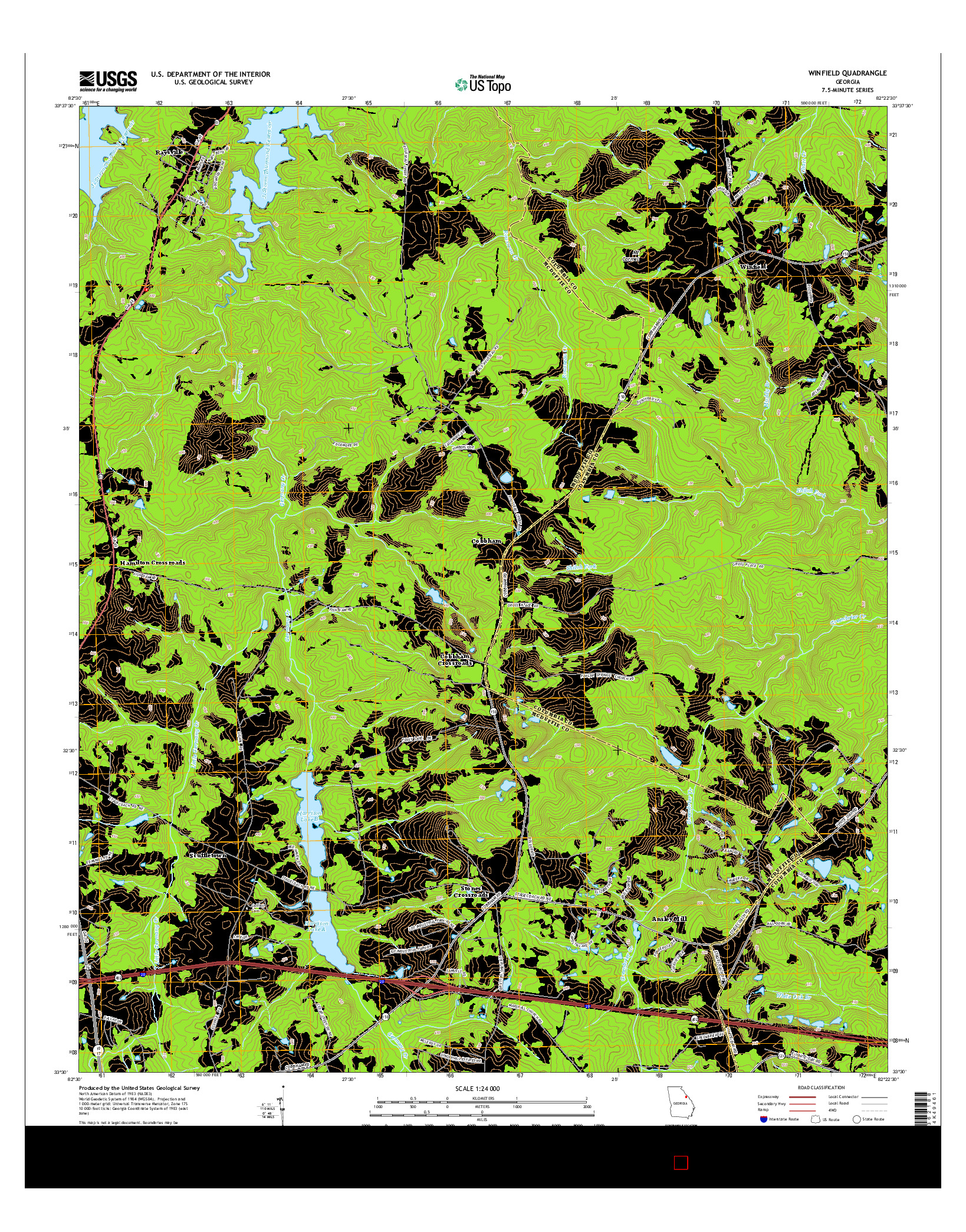 USGS US TOPO 7.5-MINUTE MAP FOR WINFIELD, GA 2014