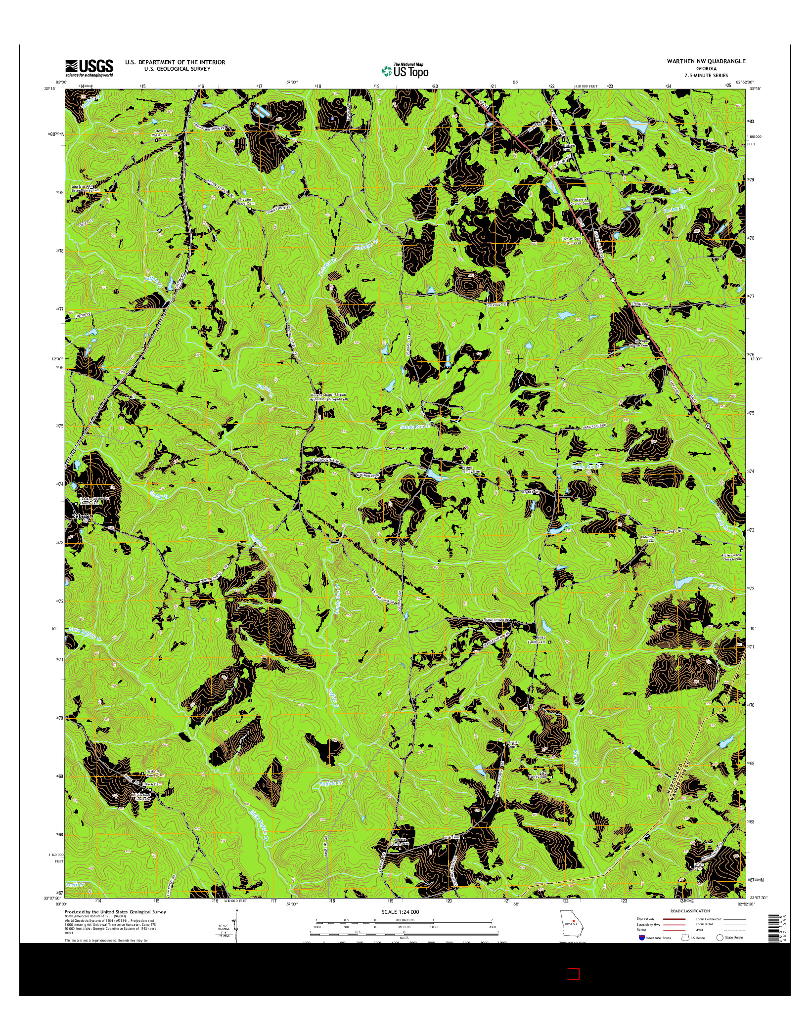 USGS US TOPO 7.5-MINUTE MAP FOR WARTHEN NW, GA 2014