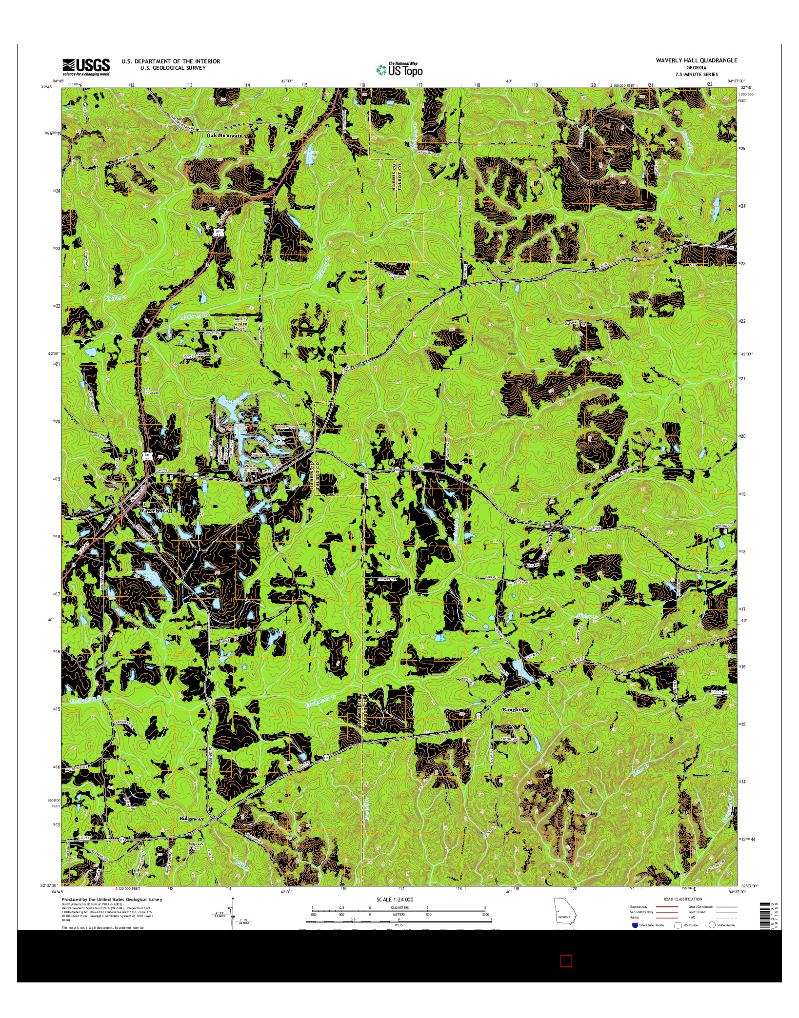 USGS US TOPO 7.5-MINUTE MAP FOR WAVERLY HALL, GA 2014