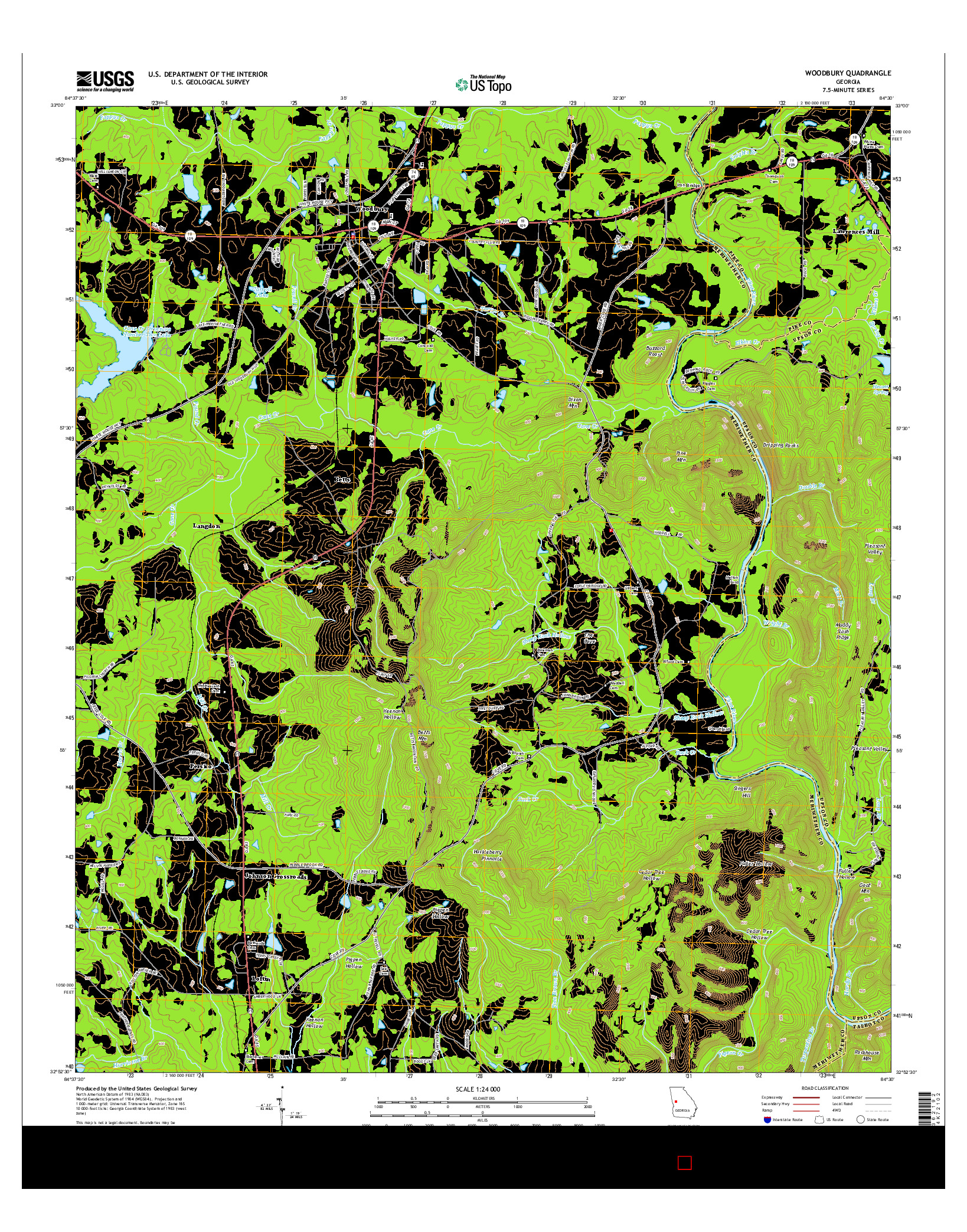 USGS US TOPO 7.5-MINUTE MAP FOR WOODBURY, GA 2014