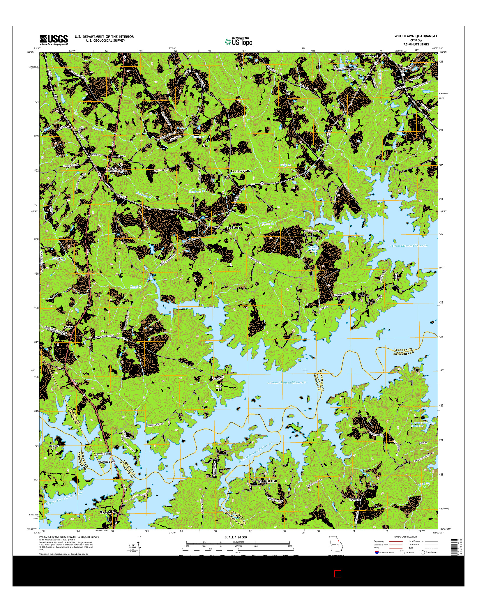 USGS US TOPO 7.5-MINUTE MAP FOR WOODLAWN, GA 2014