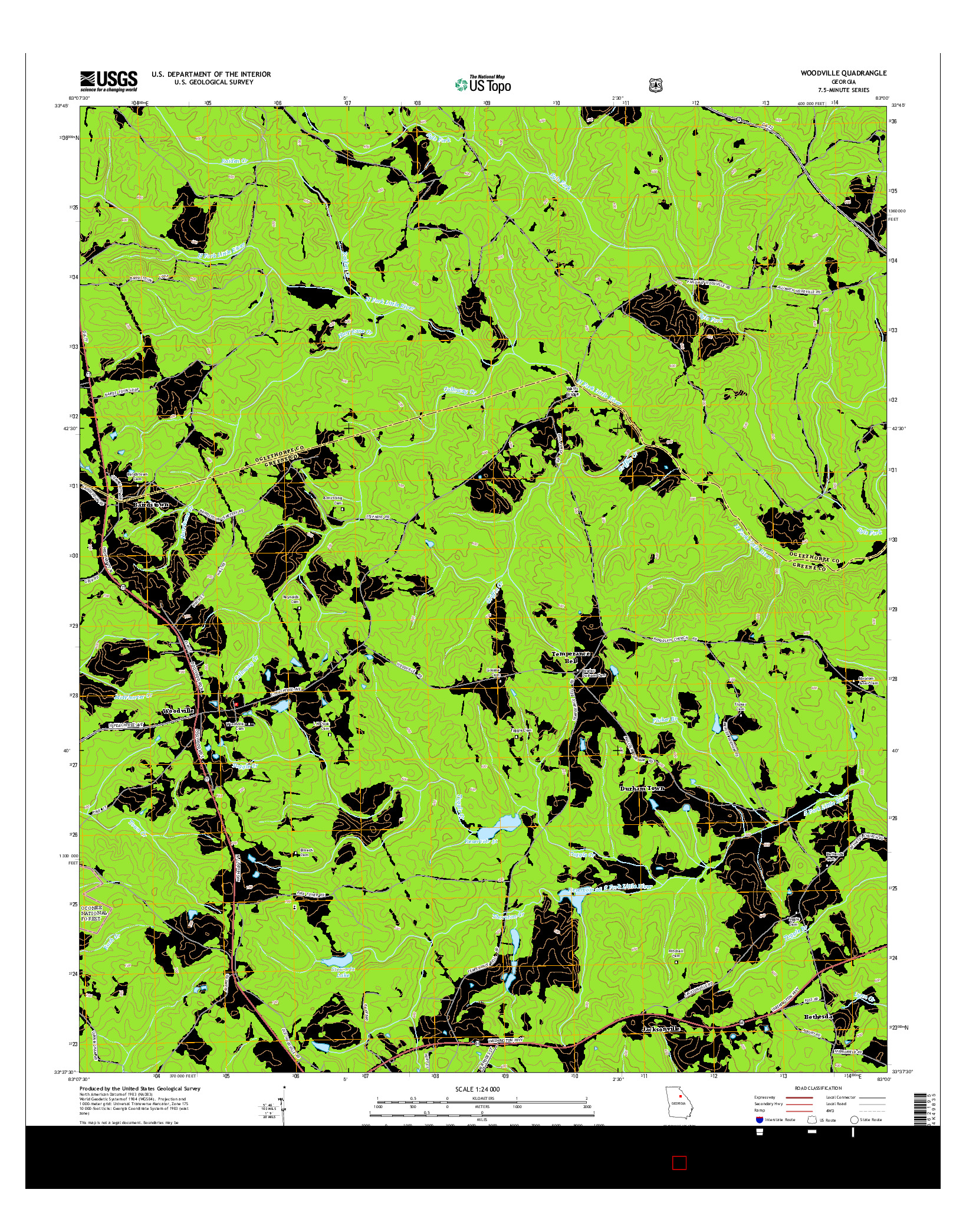 USGS US TOPO 7.5-MINUTE MAP FOR WOODVILLE, GA 2014