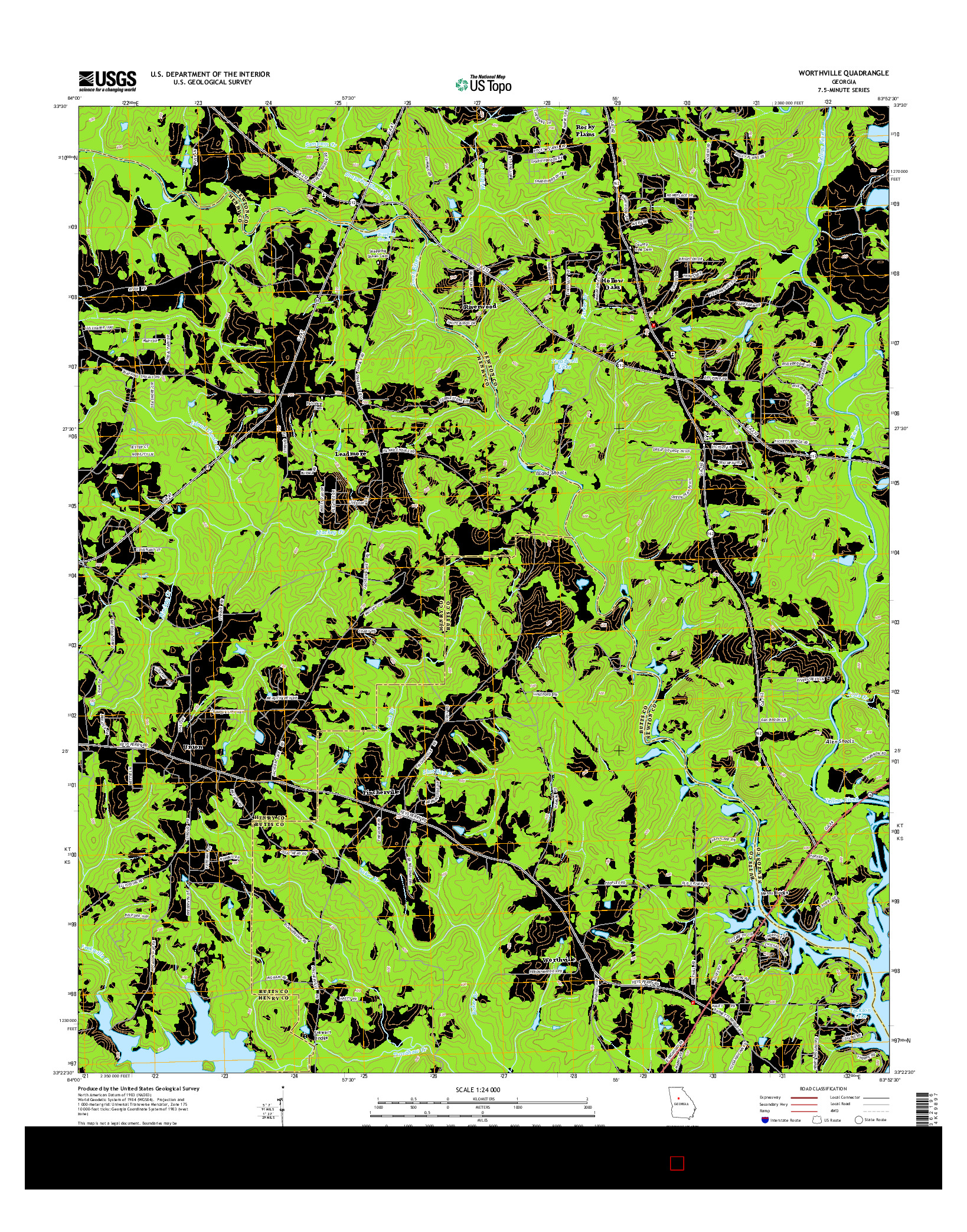 USGS US TOPO 7.5-MINUTE MAP FOR WORTHVILLE, GA 2014