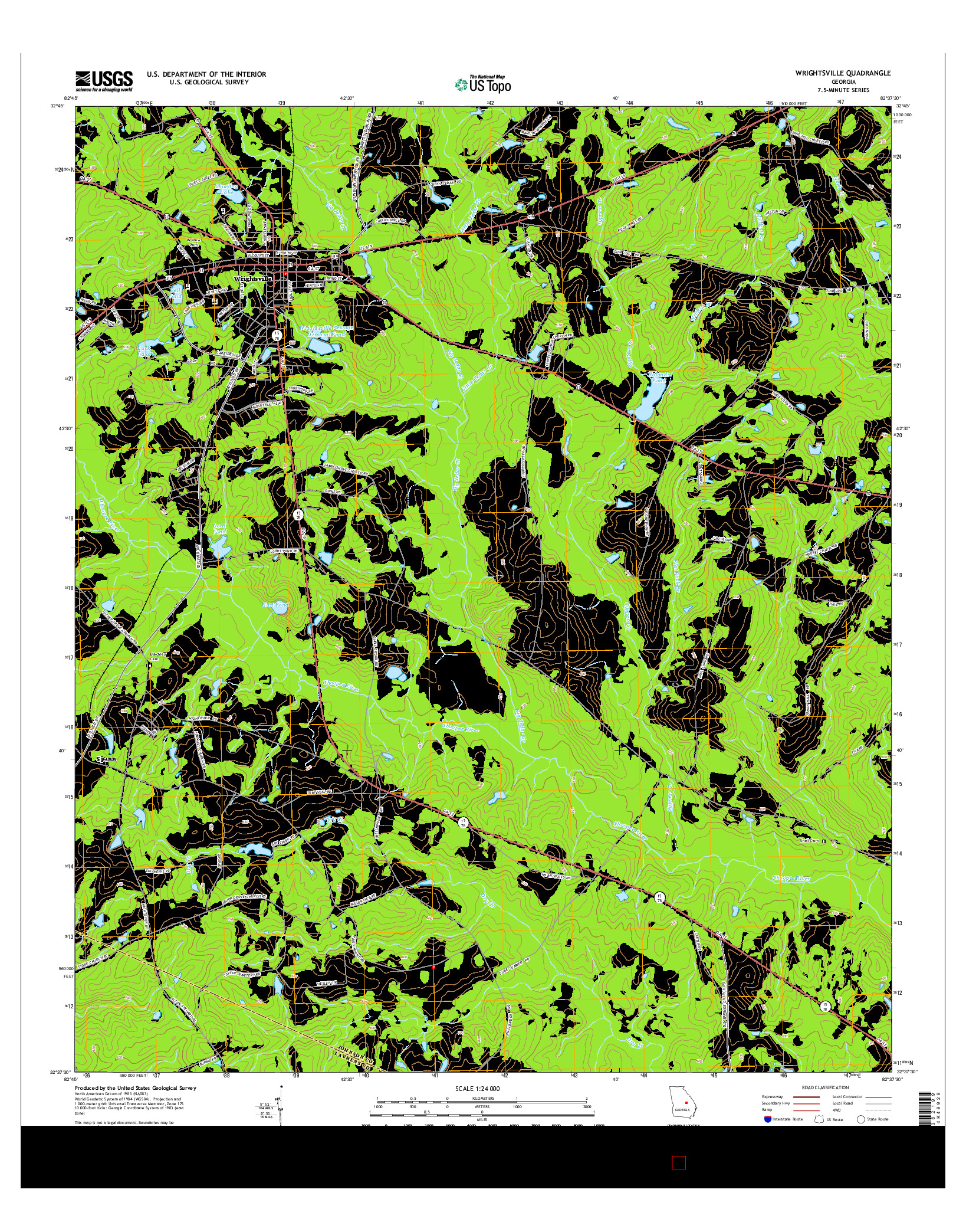 USGS US TOPO 7.5-MINUTE MAP FOR WRIGHTSVILLE, GA 2014