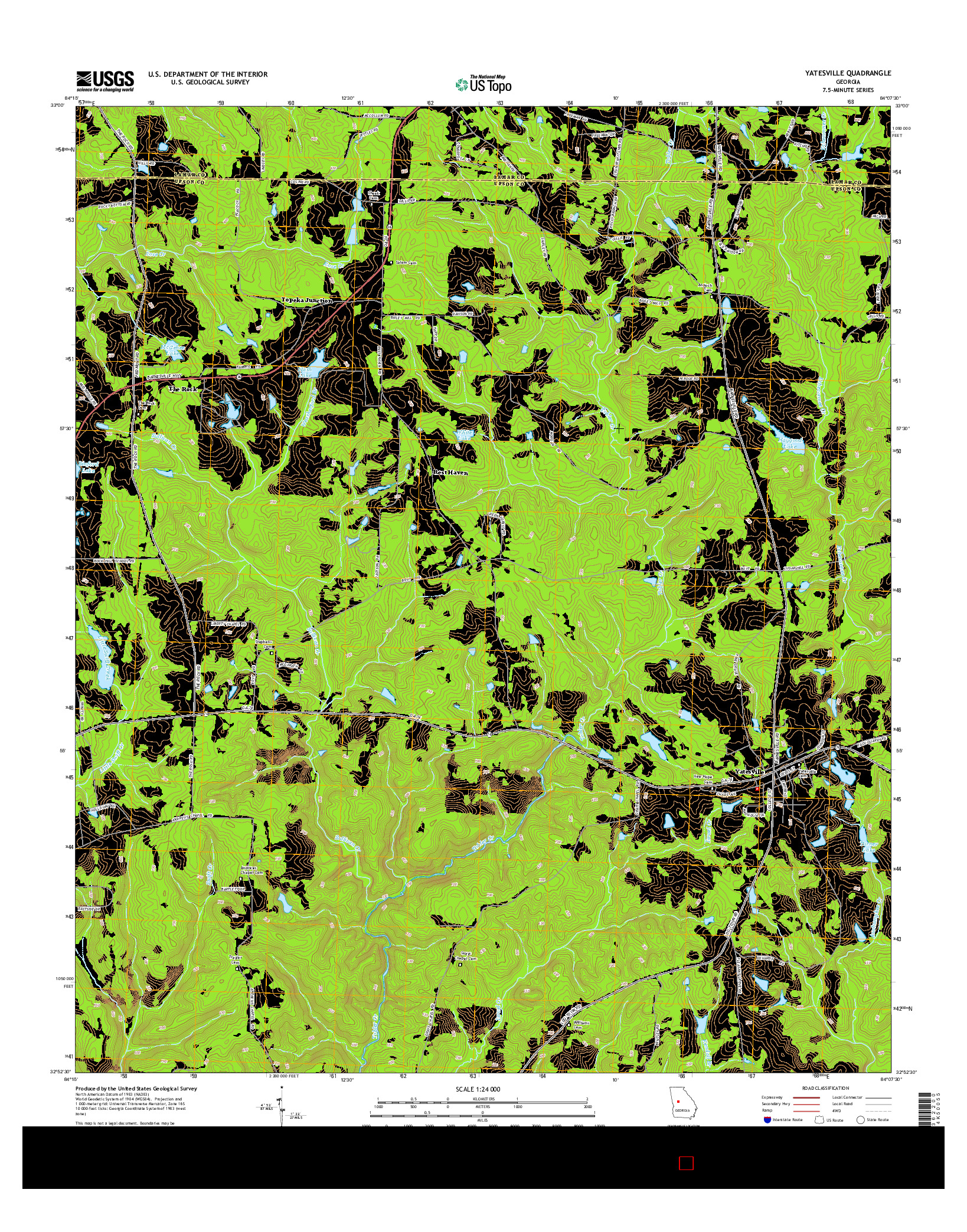 USGS US TOPO 7.5-MINUTE MAP FOR YATESVILLE, GA 2014