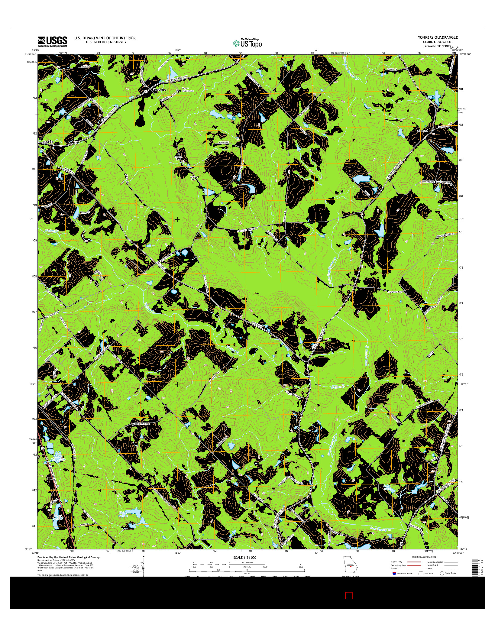 USGS US TOPO 7.5-MINUTE MAP FOR YONKERS, GA 2014