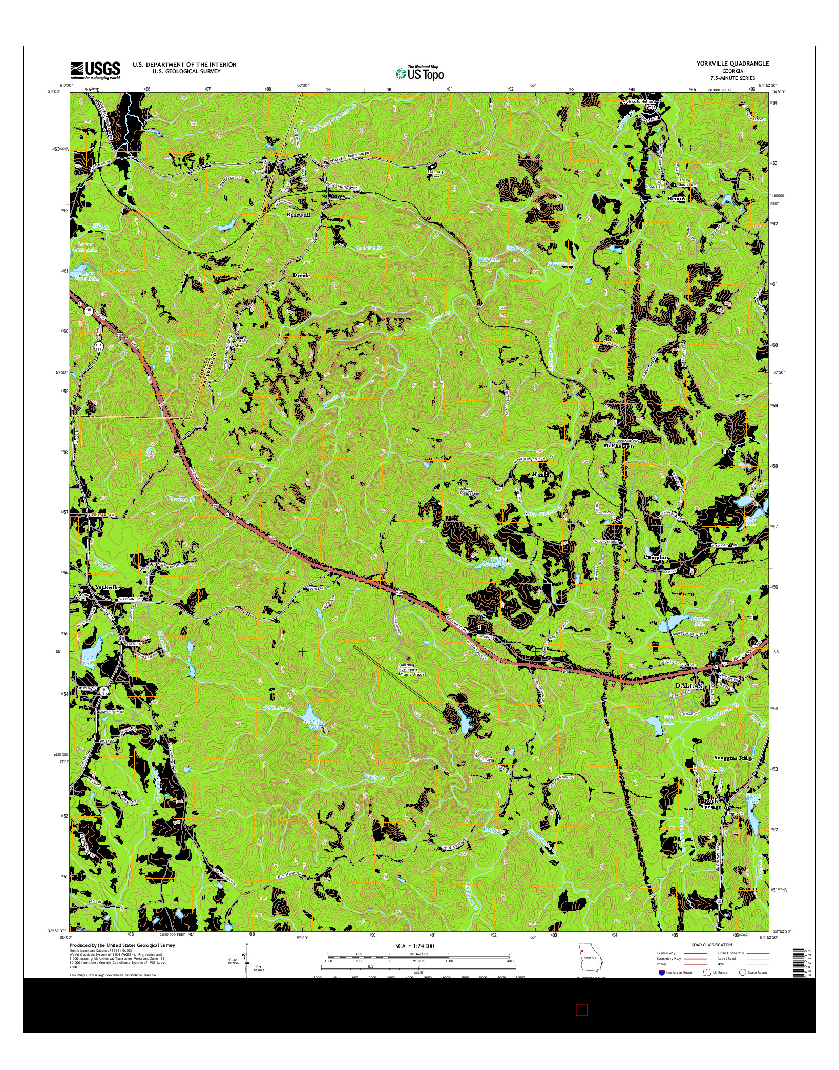 USGS US TOPO 7.5-MINUTE MAP FOR YORKVILLE, GA 2014