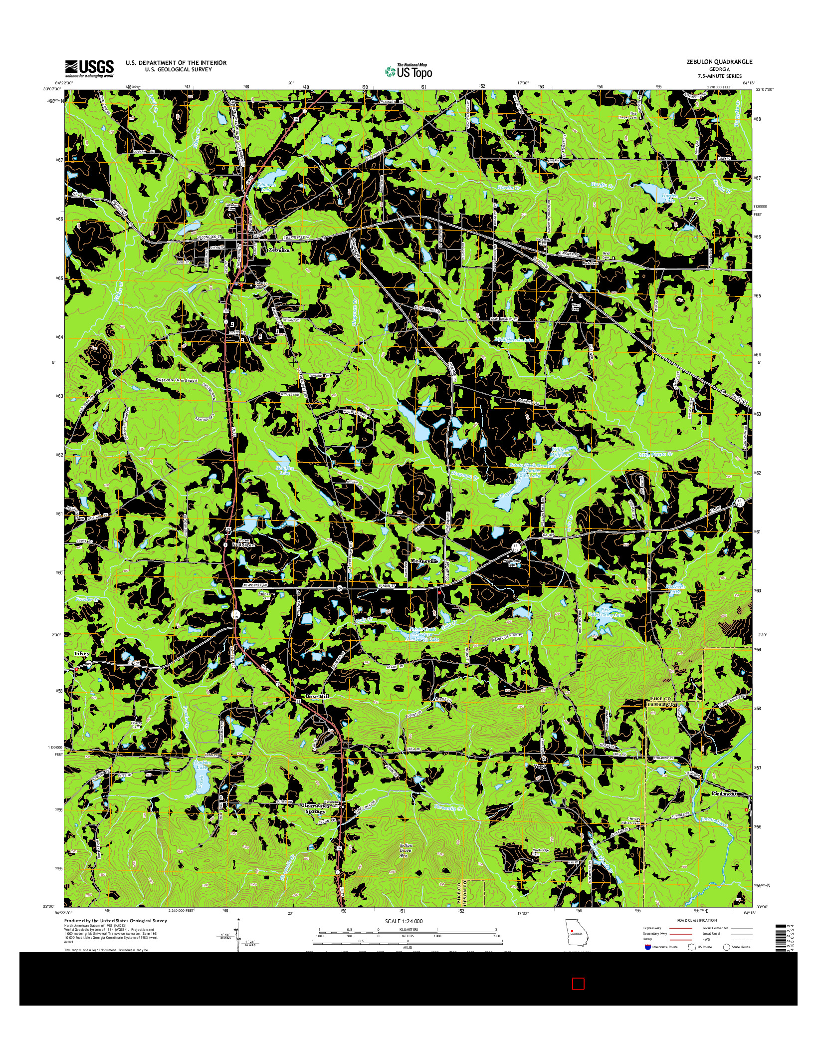 USGS US TOPO 7.5-MINUTE MAP FOR ZEBULON, GA 2014
