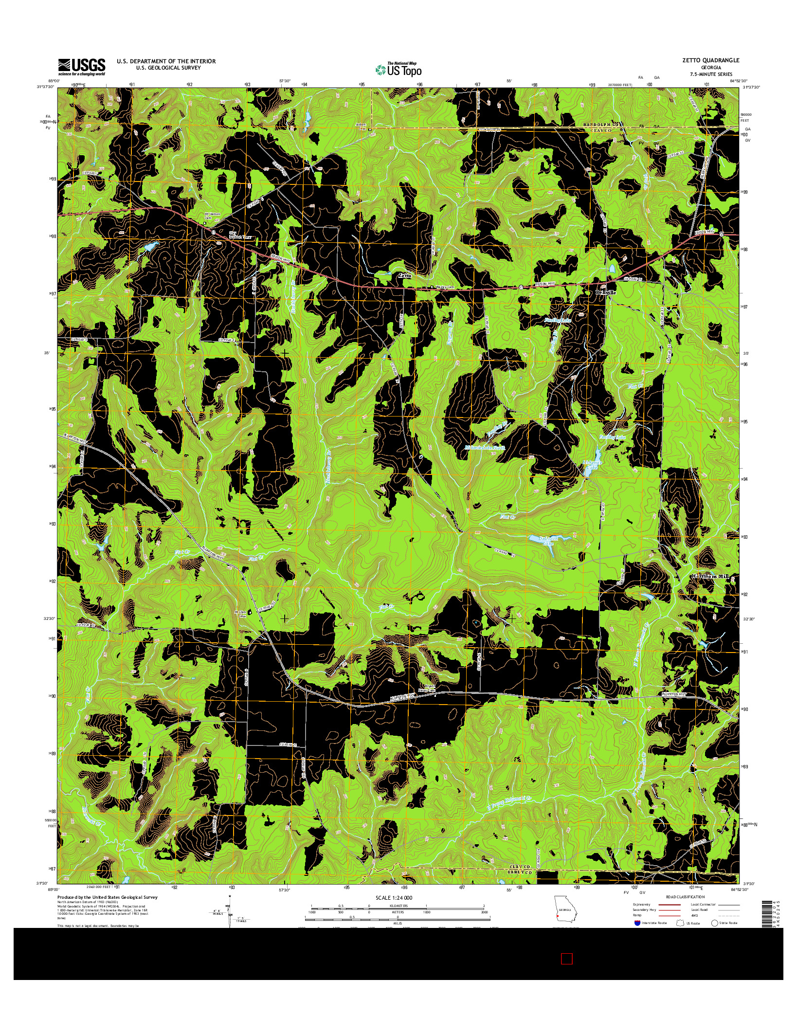 USGS US TOPO 7.5-MINUTE MAP FOR ZETTO, GA 2014