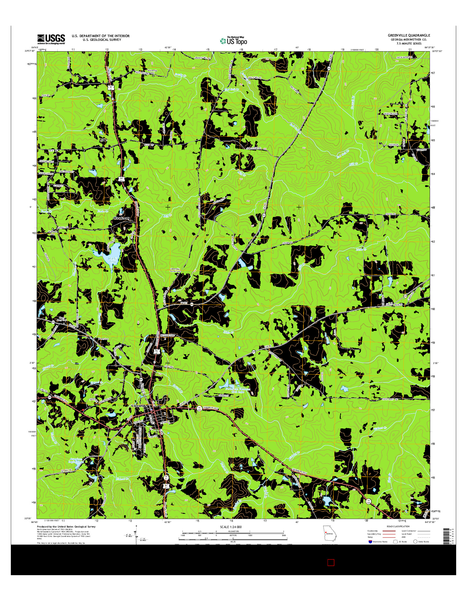 USGS US TOPO 7.5-MINUTE MAP FOR GREENVILLE, GA 2014