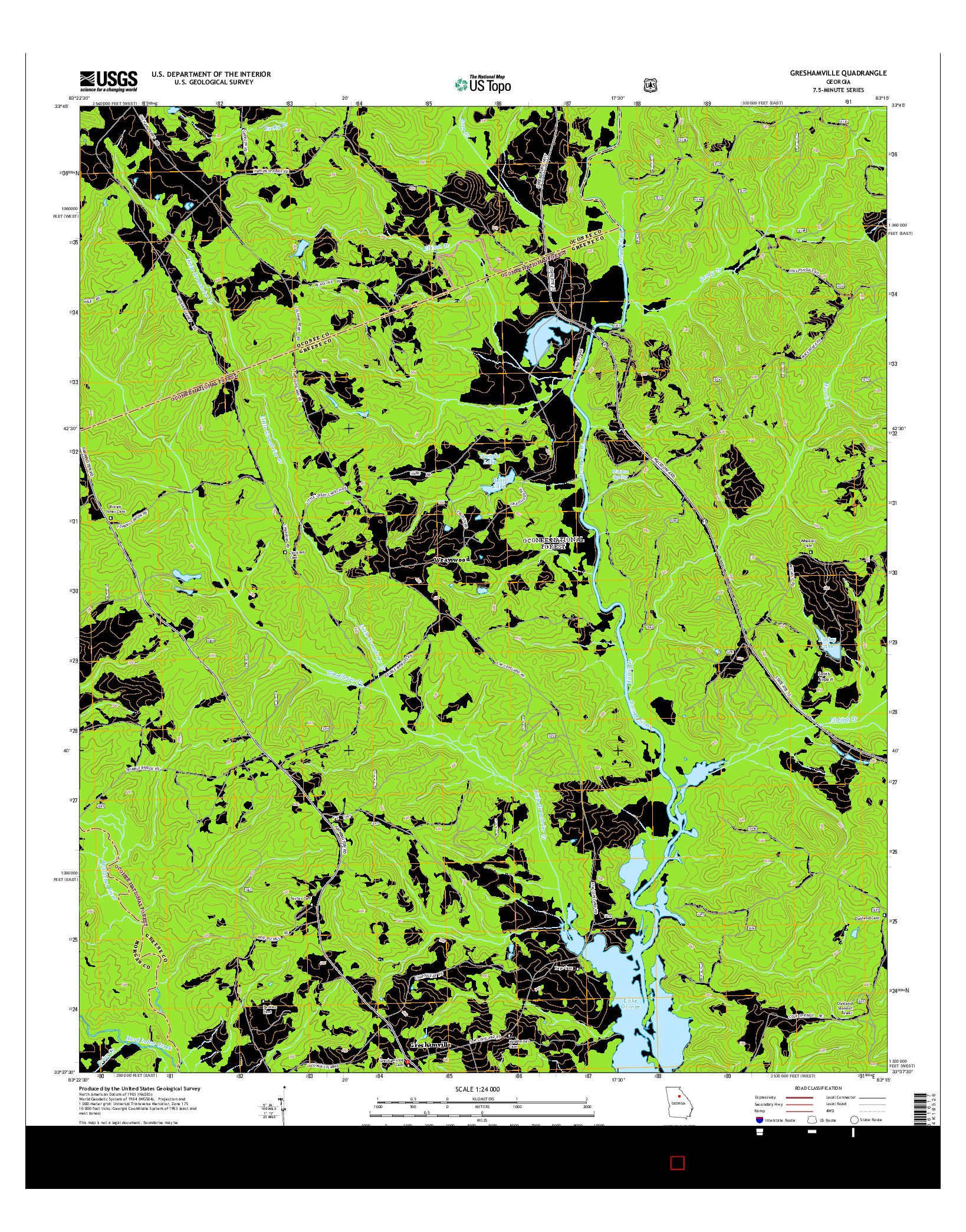 USGS US TOPO 7.5-MINUTE MAP FOR GRESHAMVILLE, GA 2014