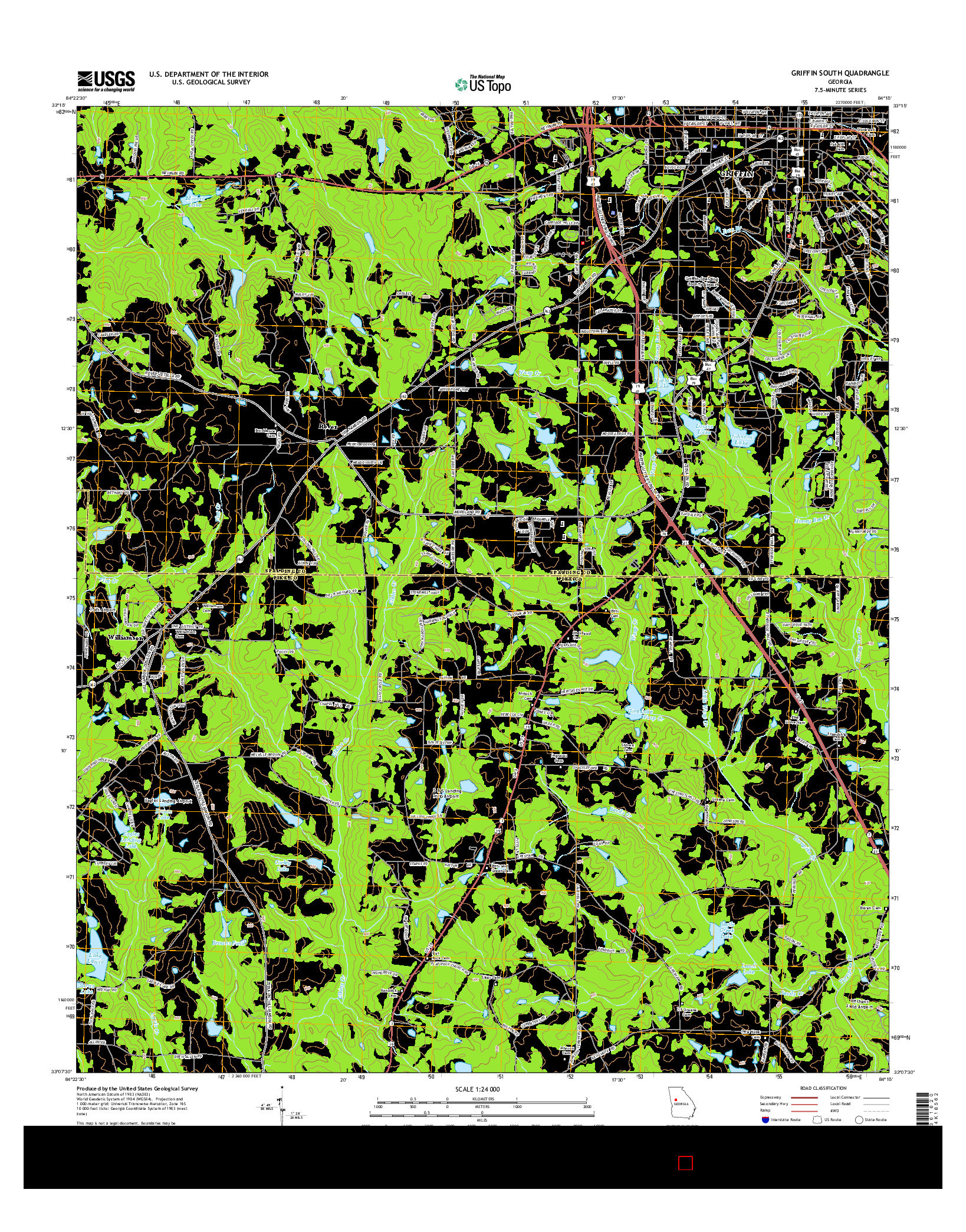 USGS US TOPO 7.5-MINUTE MAP FOR GRIFFIN SOUTH, GA 2014