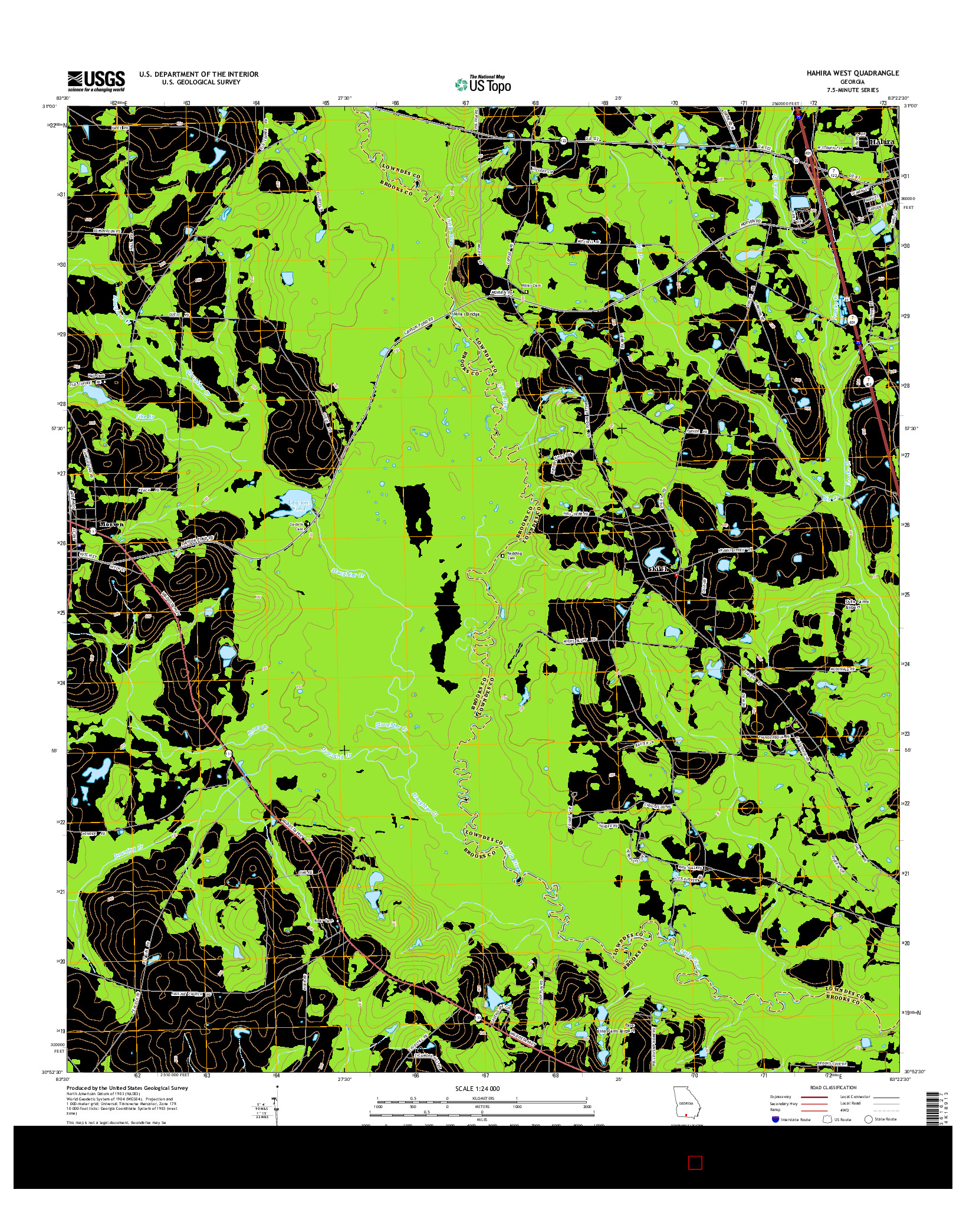 USGS US TOPO 7.5-MINUTE MAP FOR HAHIRA WEST, GA 2014