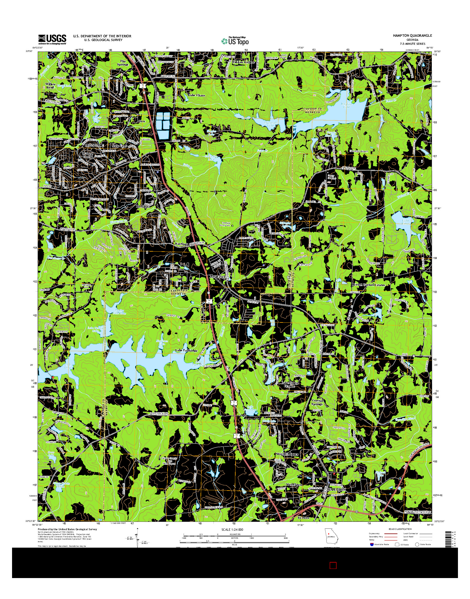 USGS US TOPO 7.5-MINUTE MAP FOR HAMPTON, GA 2014