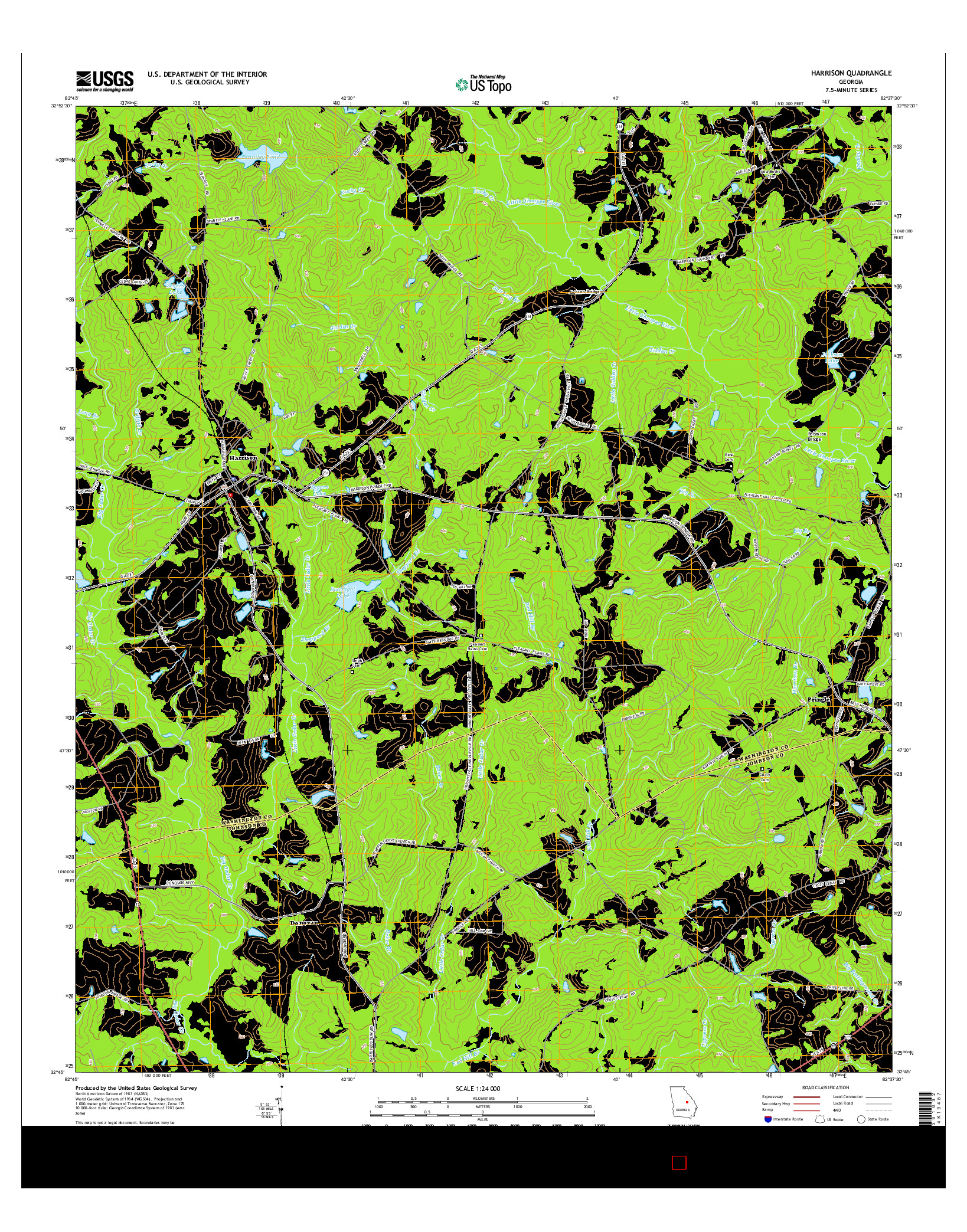 USGS US TOPO 7.5-MINUTE MAP FOR HARRISON, GA 2014