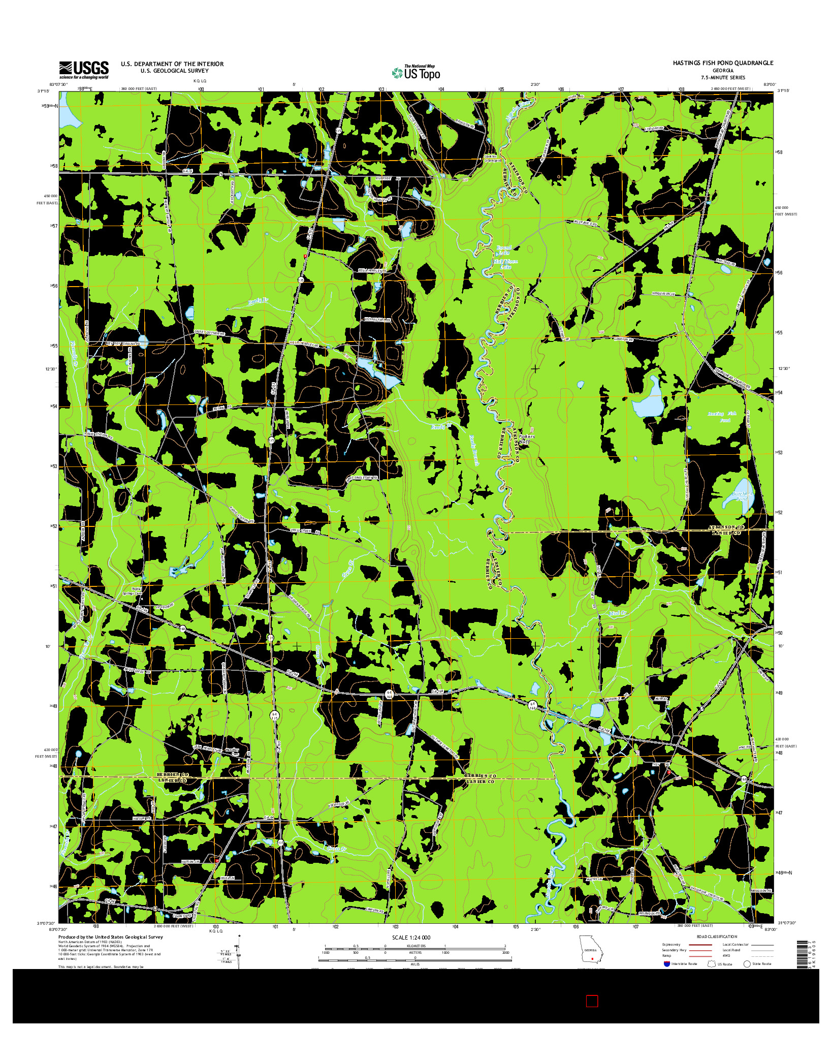 USGS US TOPO 7.5-MINUTE MAP FOR HASTINGS FISH POND, GA 2014