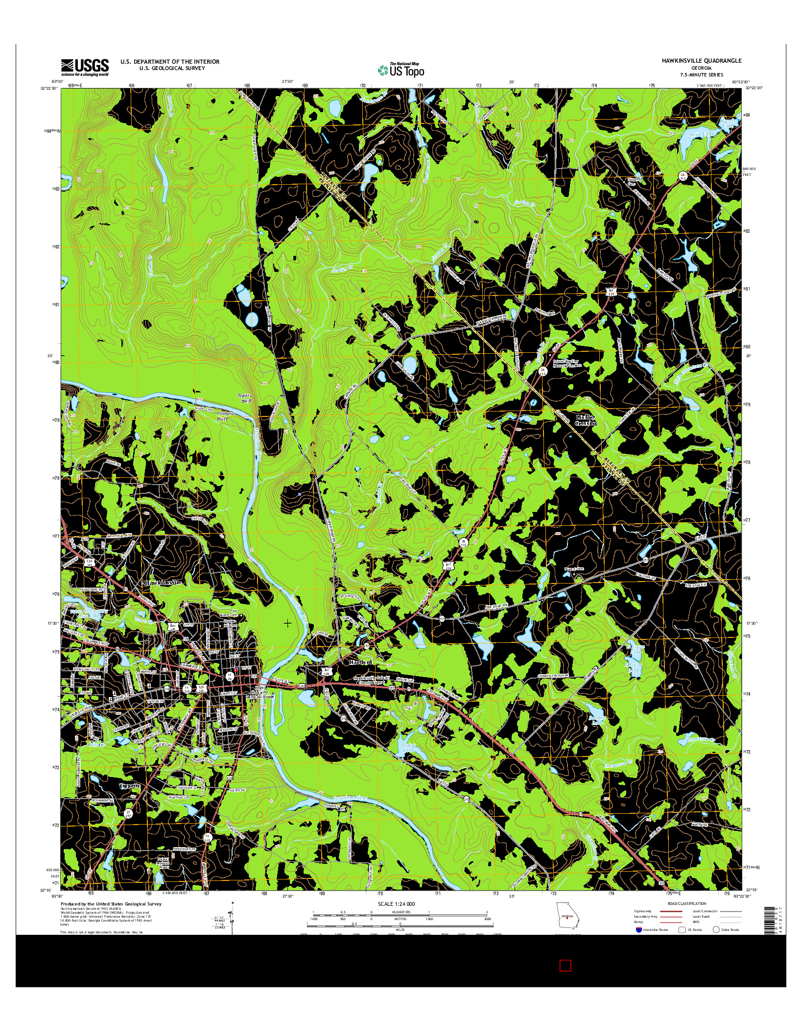 USGS US TOPO 7.5-MINUTE MAP FOR HAWKINSVILLE, GA 2014