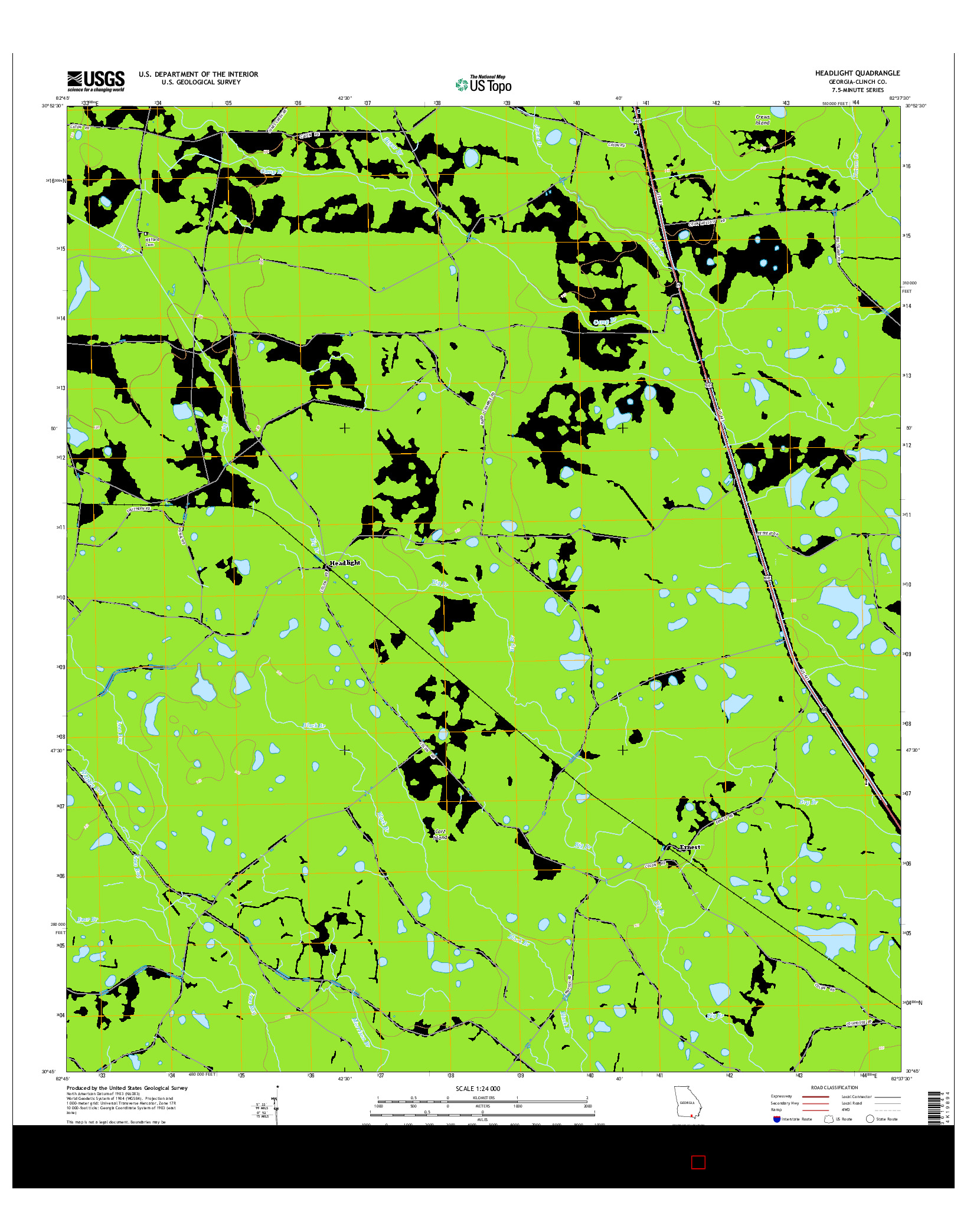 USGS US TOPO 7.5-MINUTE MAP FOR HEADLIGHT, GA 2014