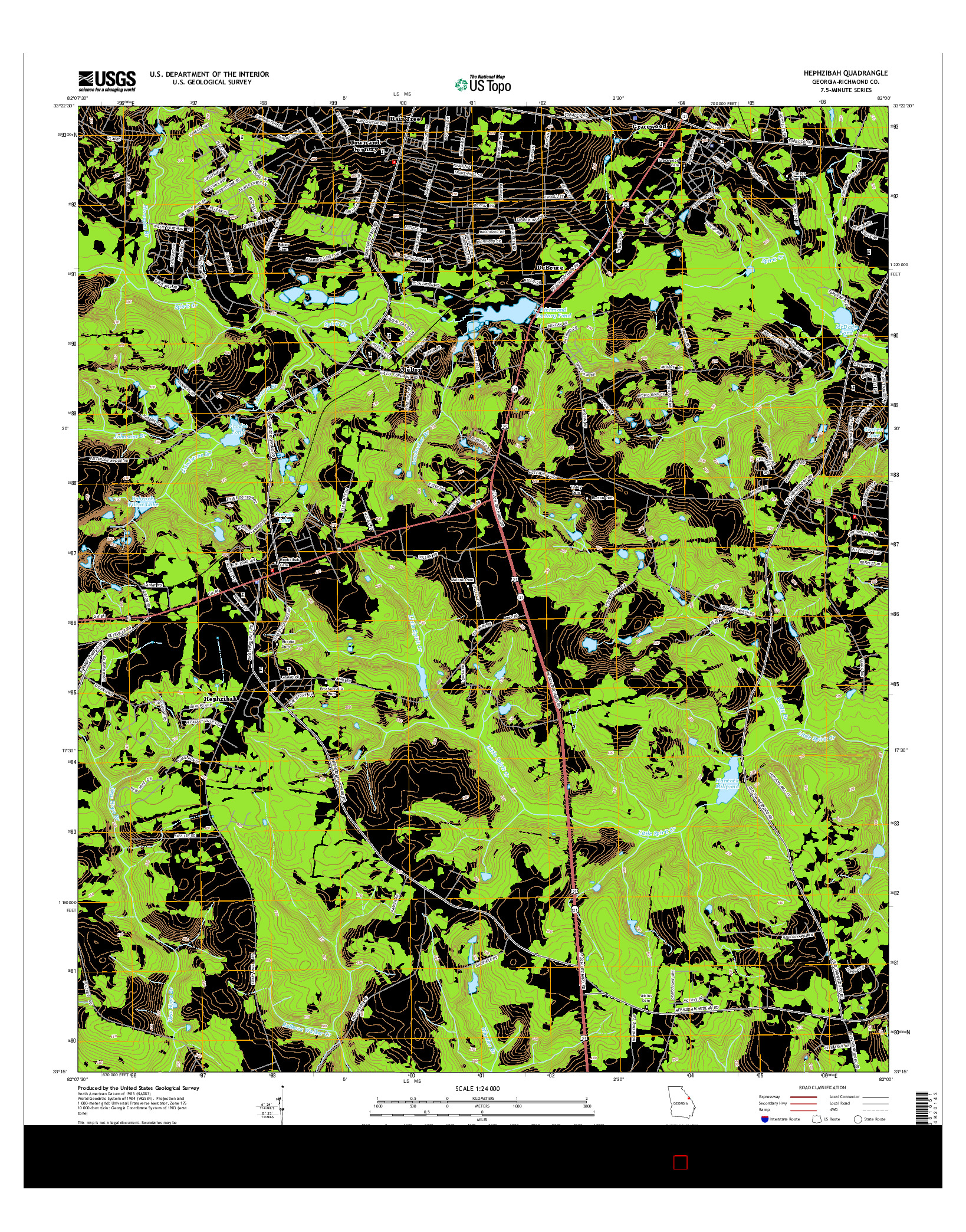 USGS US TOPO 7.5-MINUTE MAP FOR HEPHZIBAH, GA 2014