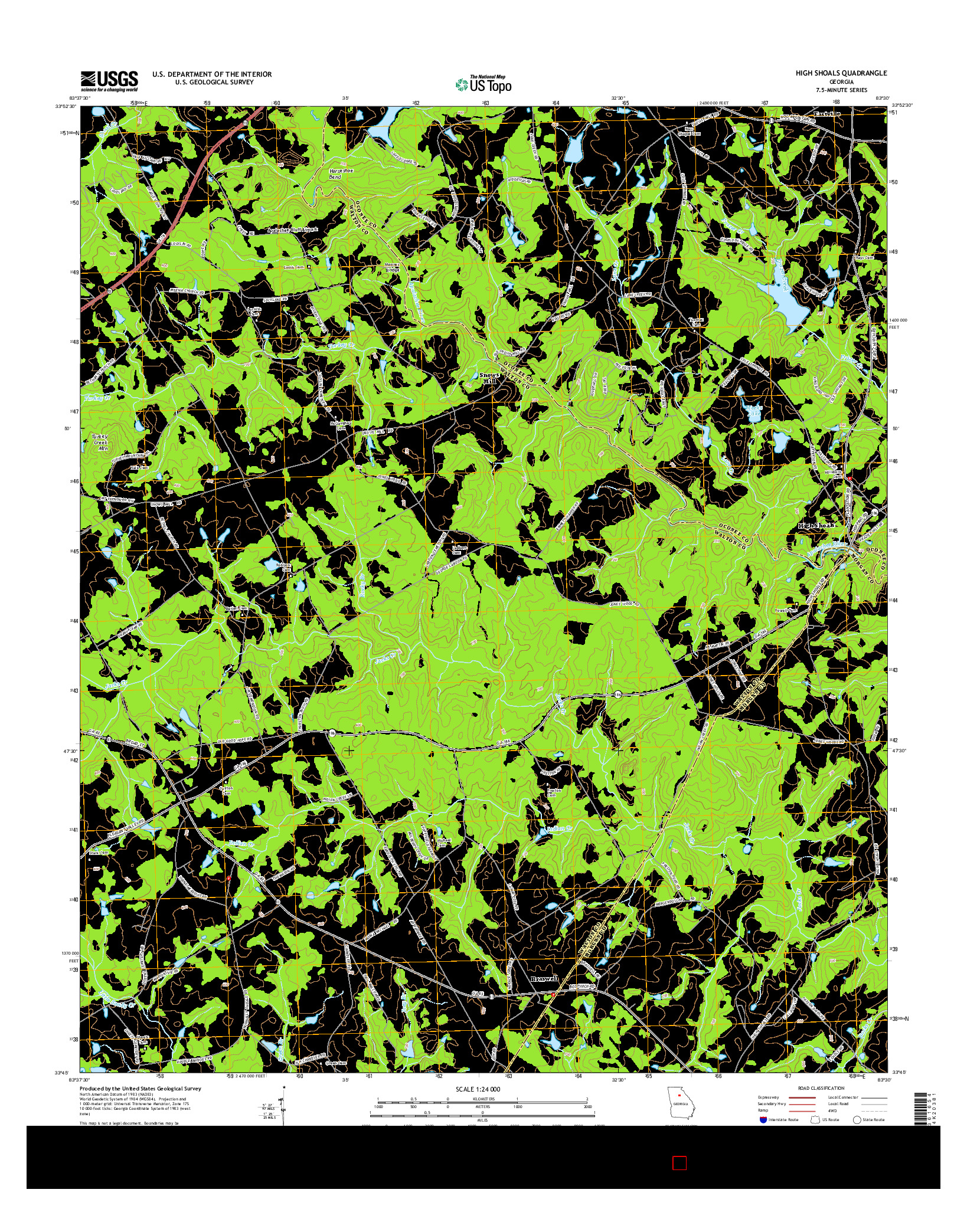 USGS US TOPO 7.5-MINUTE MAP FOR HIGH SHOALS, GA 2014