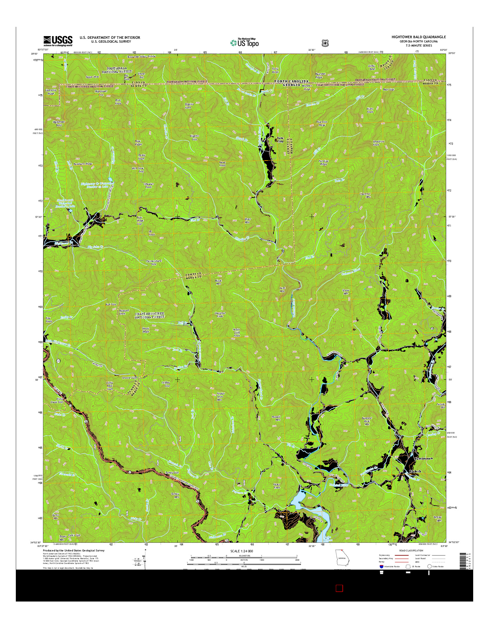 USGS US TOPO 7.5-MINUTE MAP FOR HIGHTOWER BALD, GA-NC 2014