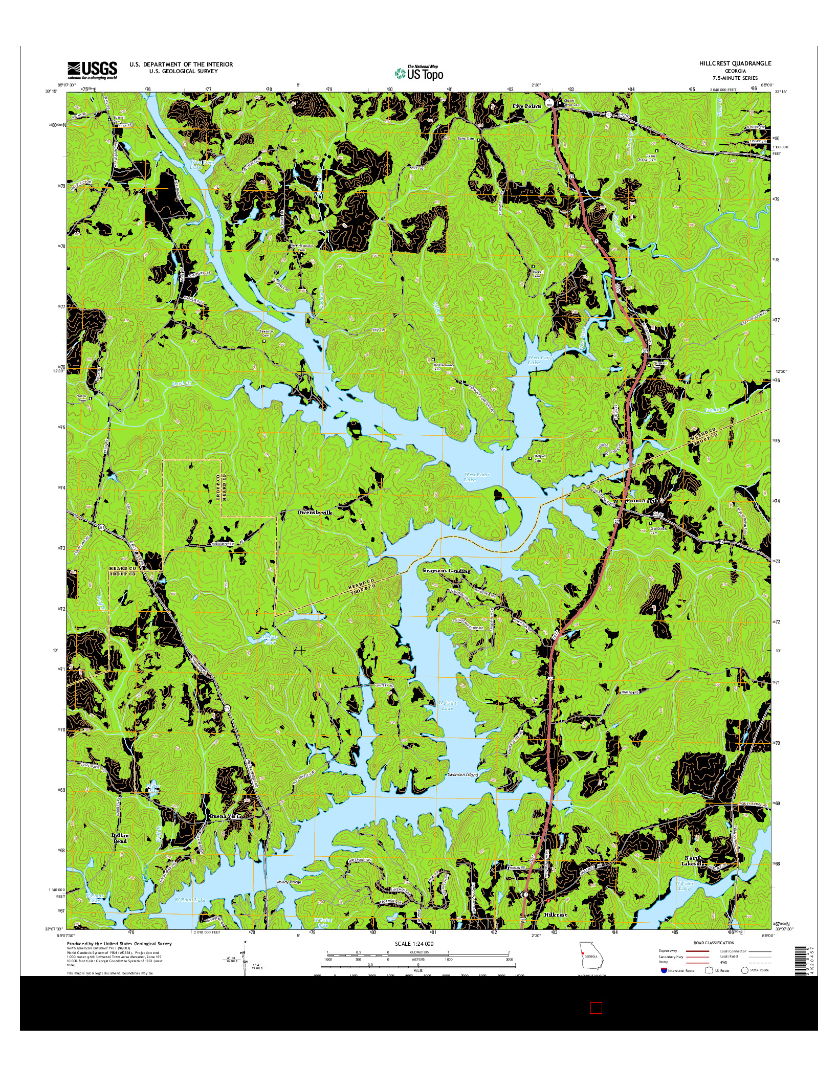 USGS US TOPO 7.5-MINUTE MAP FOR HILLCREST, GA 2014