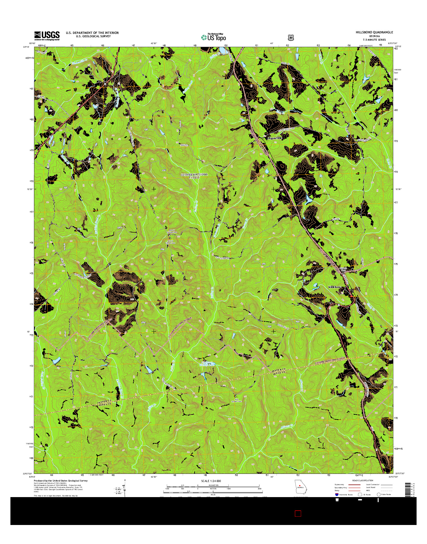 USGS US TOPO 7.5-MINUTE MAP FOR HILLSBORO, GA 2014