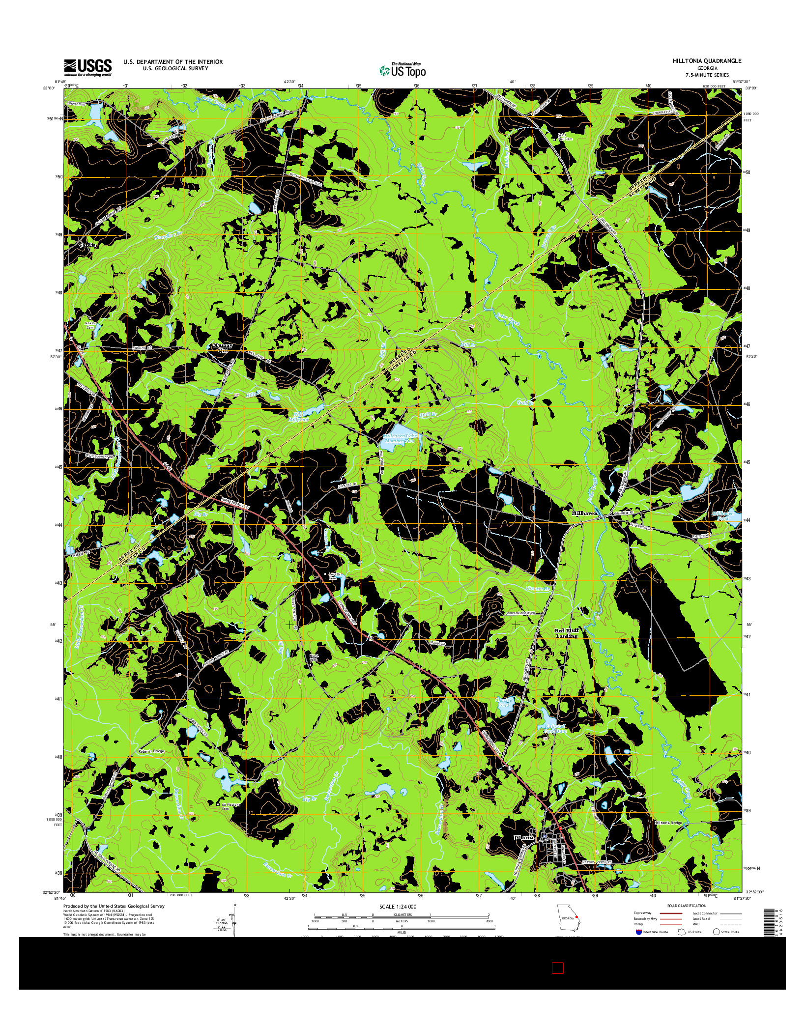 USGS US TOPO 7.5-MINUTE MAP FOR HILLTONIA, GA 2014