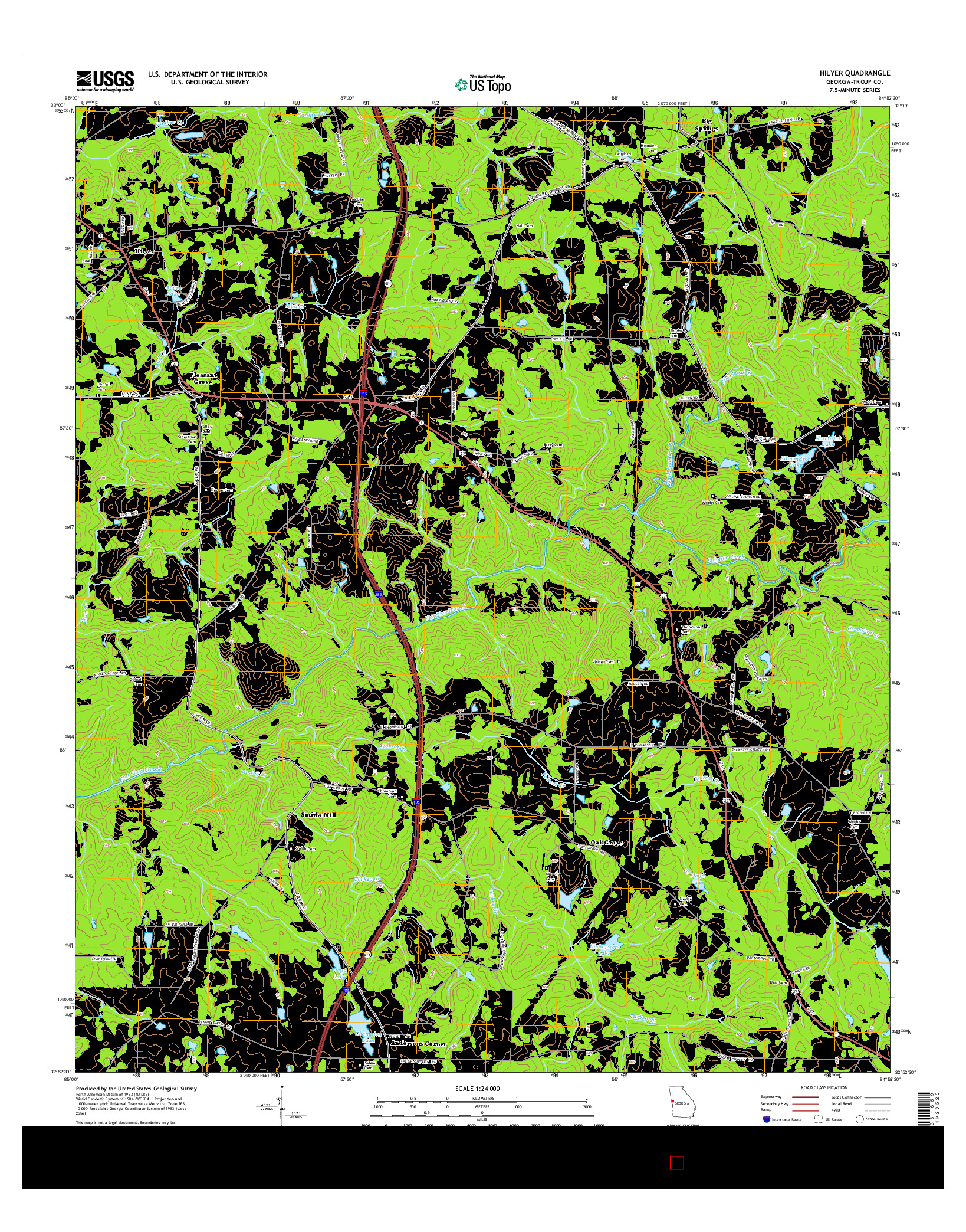 USGS US TOPO 7.5-MINUTE MAP FOR HILYER, GA 2014