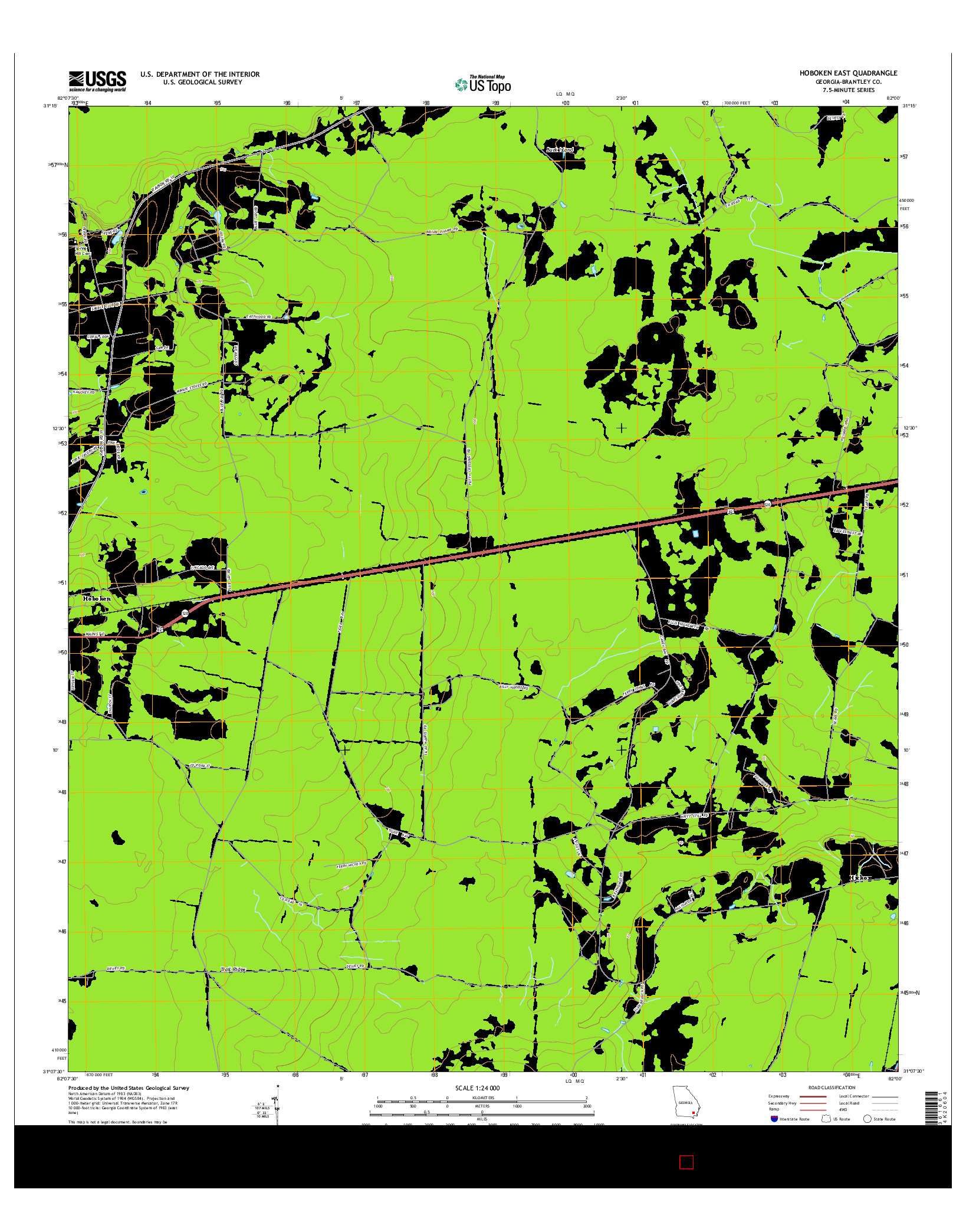 USGS US TOPO 7.5-MINUTE MAP FOR HOBOKEN EAST, GA 2014