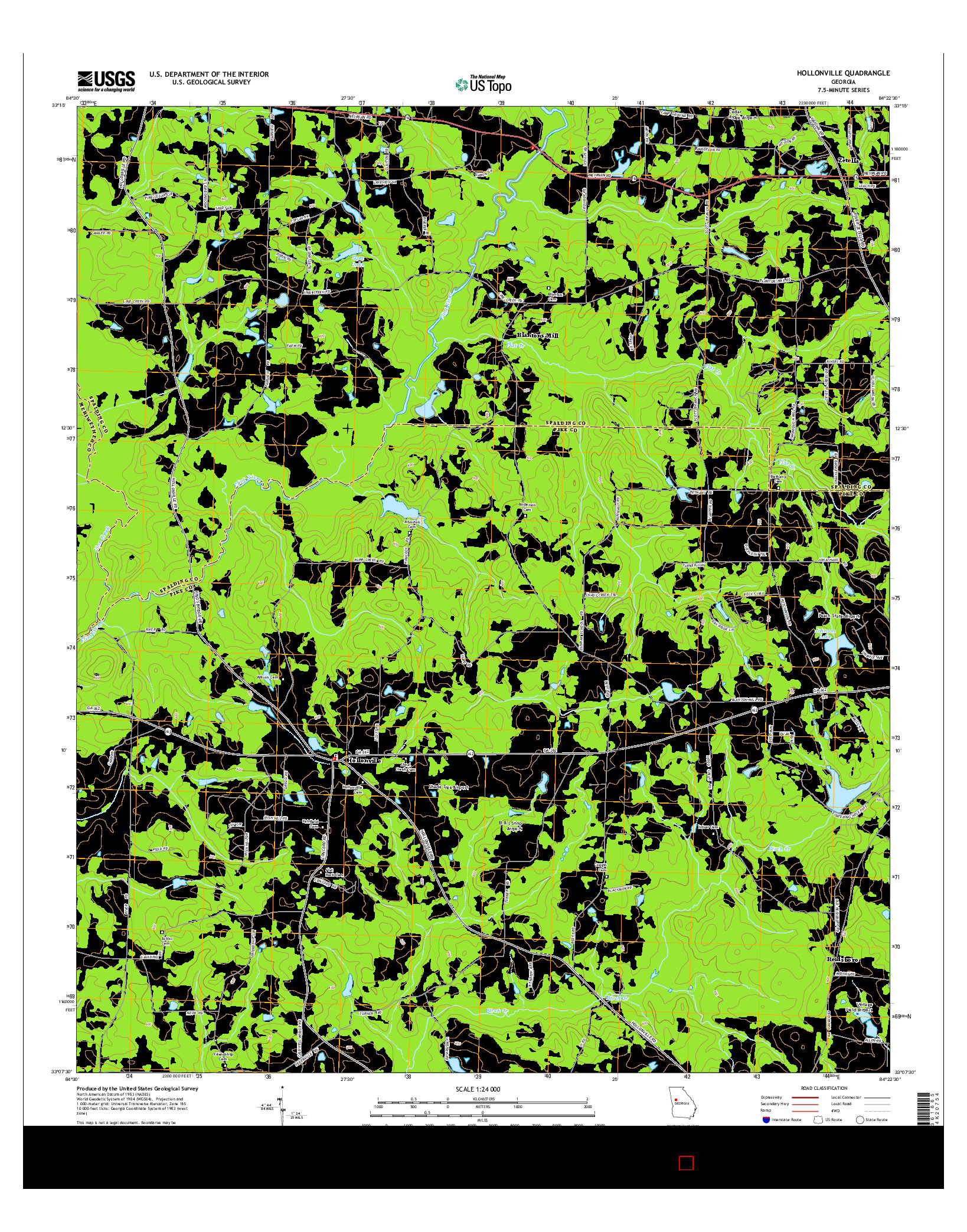 USGS US TOPO 7.5-MINUTE MAP FOR HOLLONVILLE, GA 2014