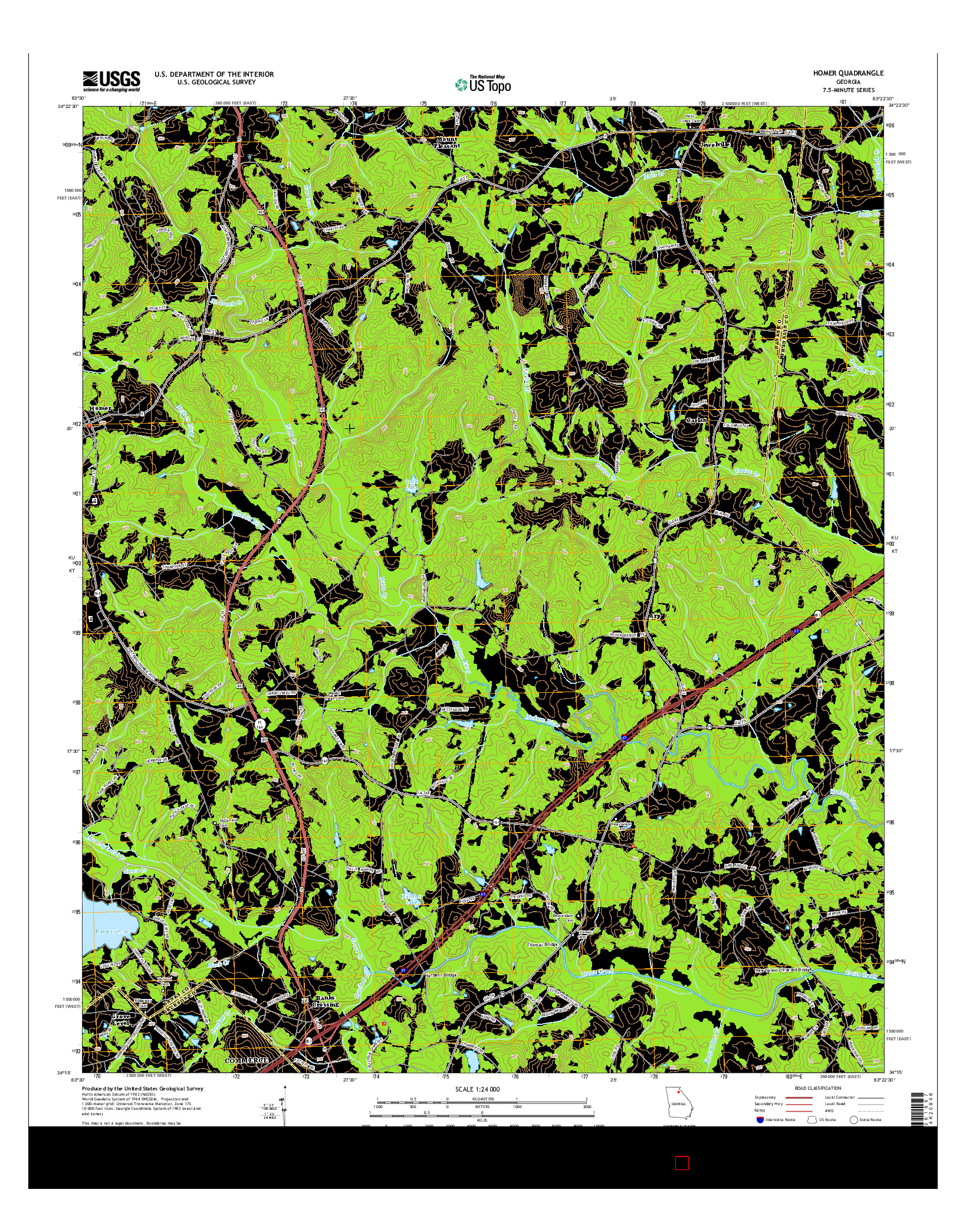 USGS US TOPO 7.5-MINUTE MAP FOR HOMER, GA 2014