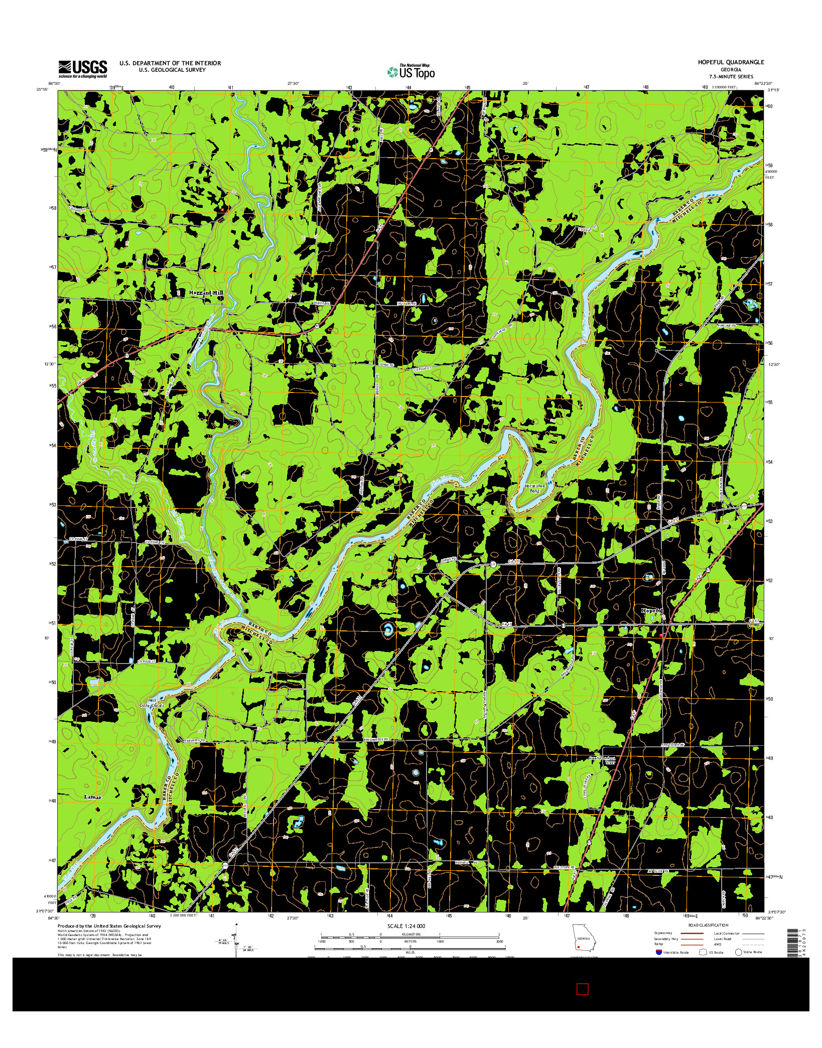 USGS US TOPO 7.5-MINUTE MAP FOR HOPEFUL, GA 2014