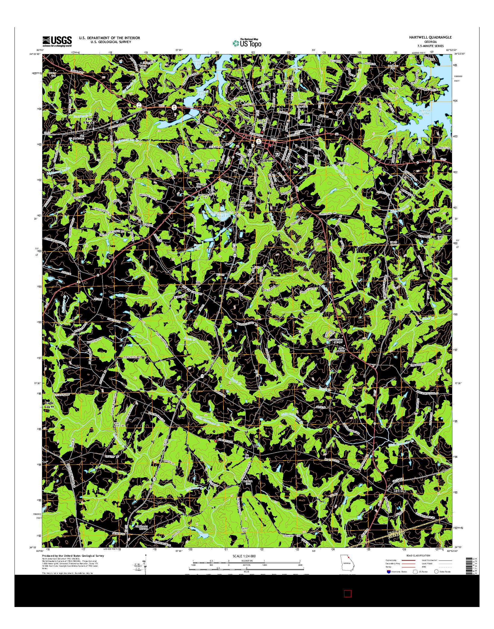 USGS US TOPO 7.5-MINUTE MAP FOR HARTWELL, GA 2014