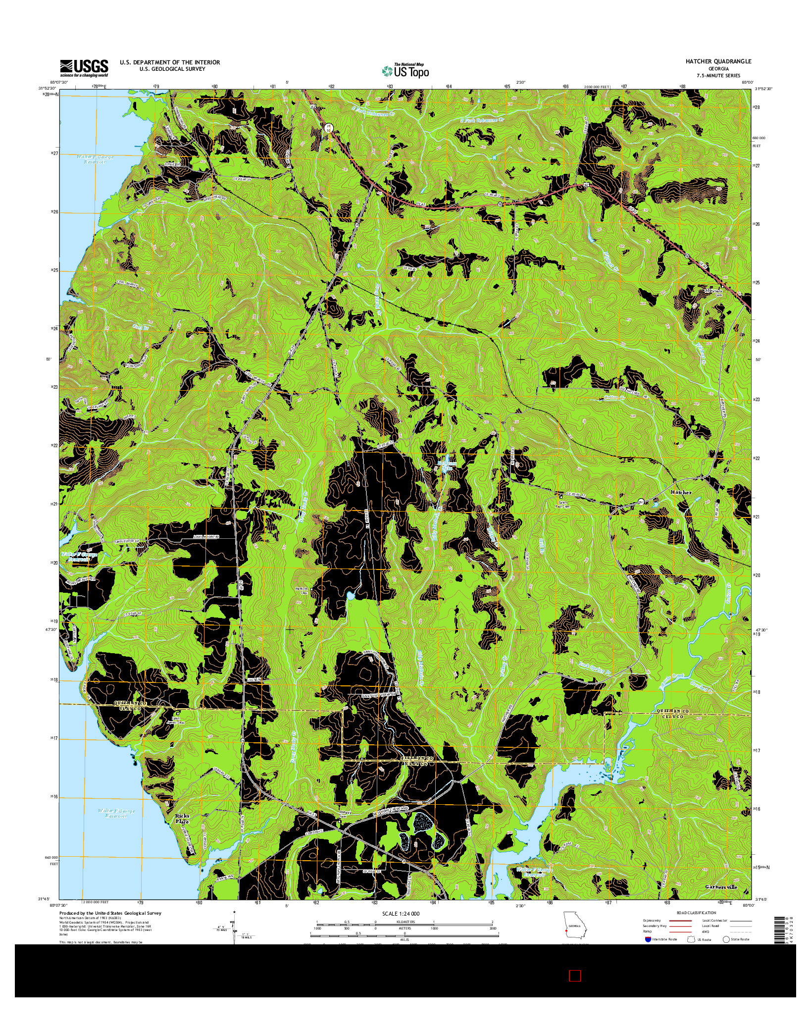 USGS US TOPO 7.5-MINUTE MAP FOR HATCHER, GA 2014