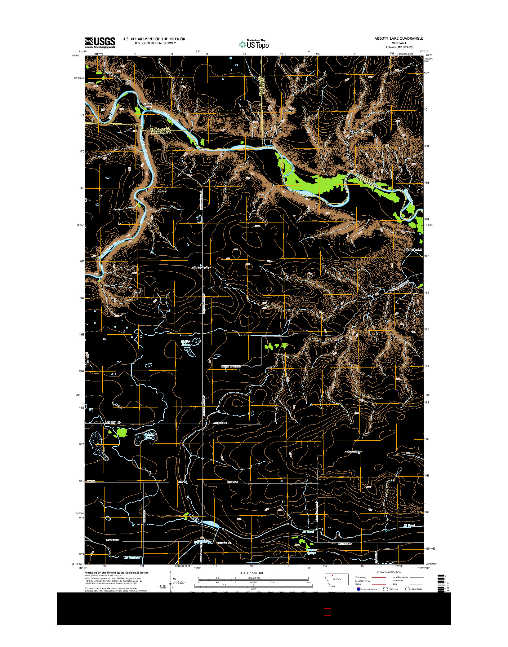 USGS US TOPO 7.5-MINUTE MAP FOR ABBOTT LAKE, MT 2014