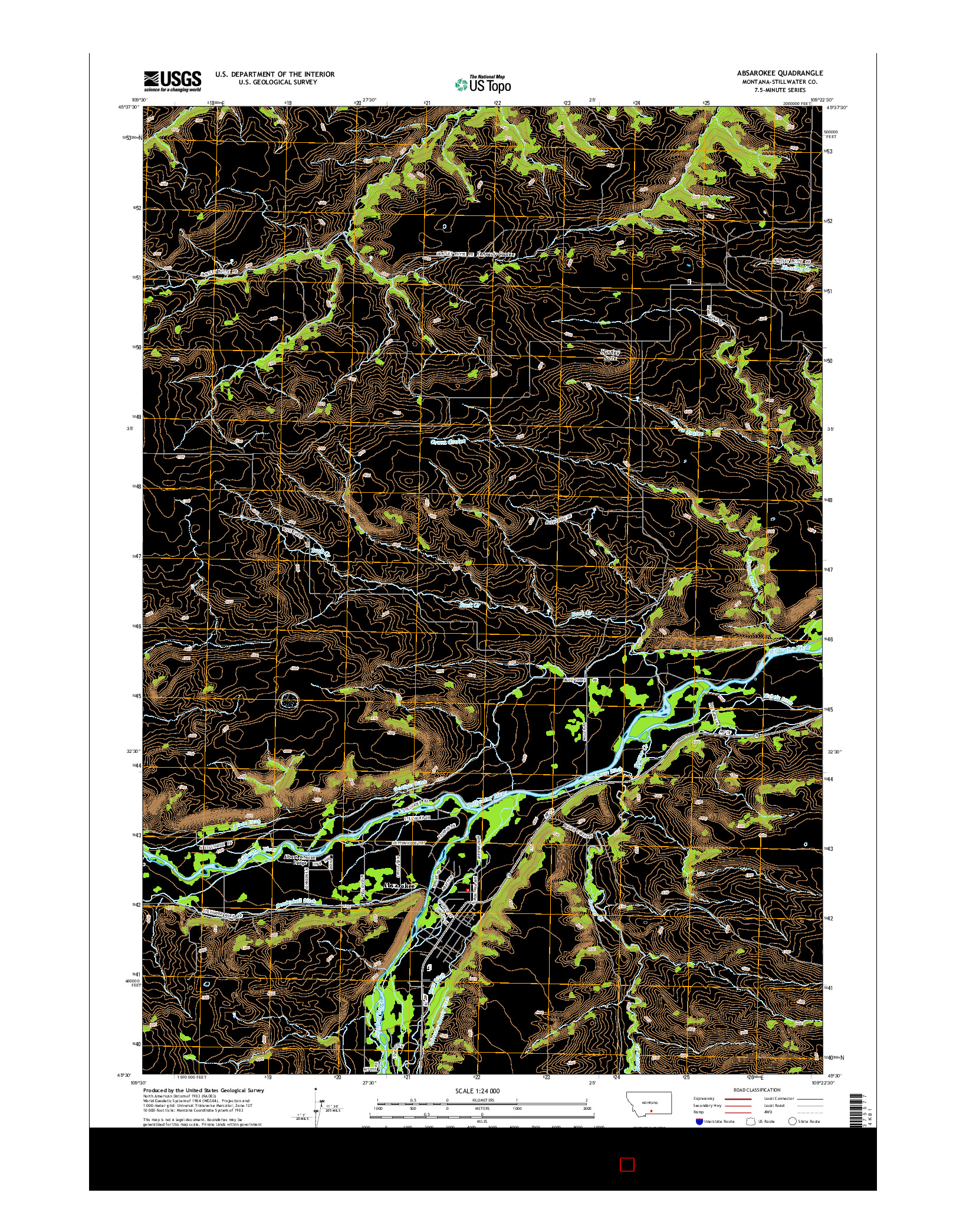 USGS US TOPO 7.5-MINUTE MAP FOR ABSAROKEE, MT 2014