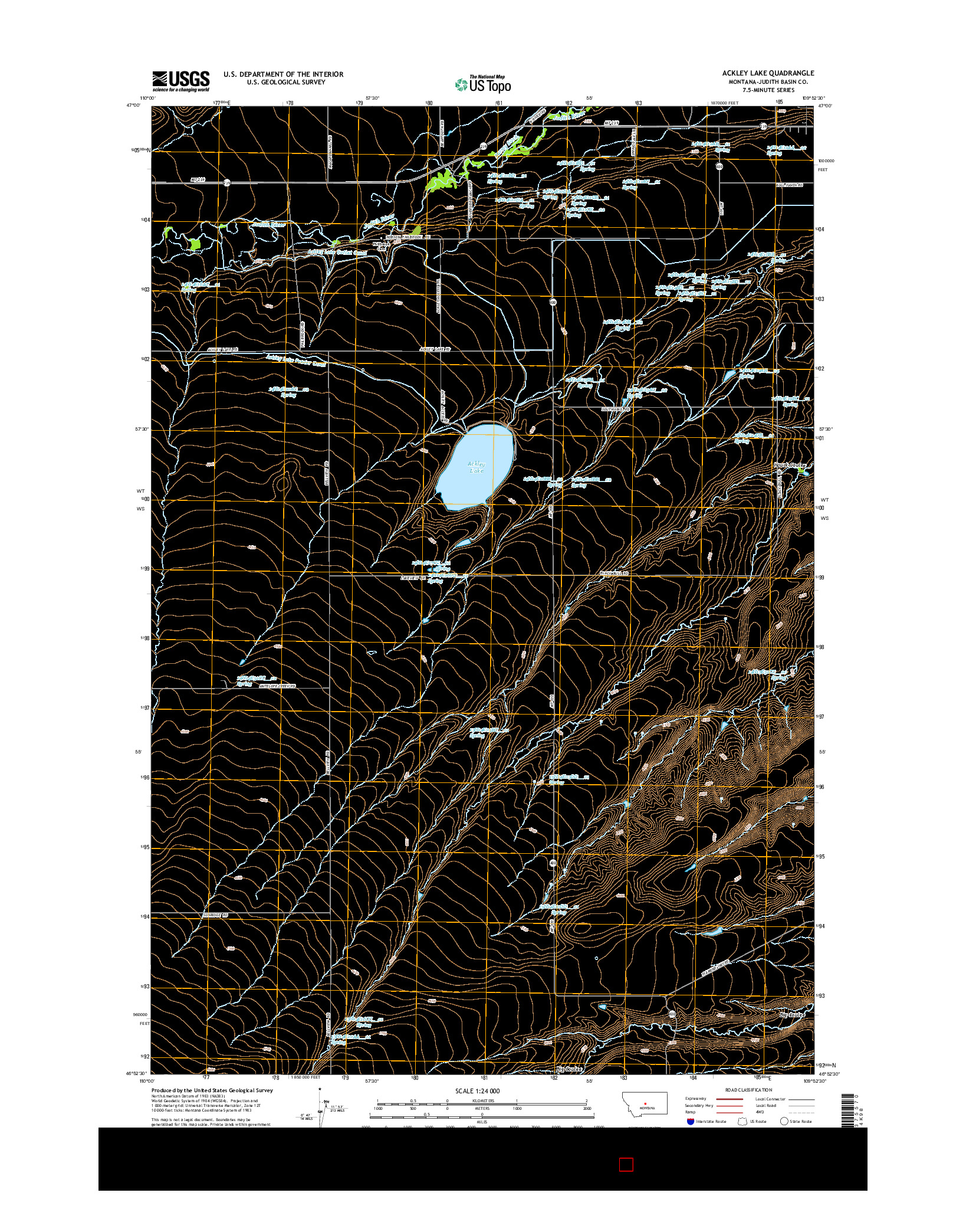 USGS US TOPO 7.5-MINUTE MAP FOR ACKLEY LAKE, MT 2014